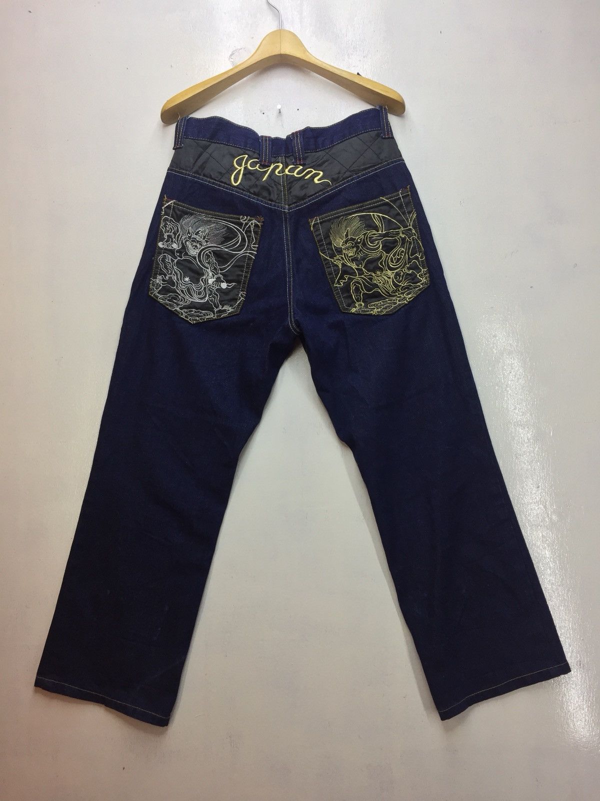 Japanese Brand Japan Sukajan Style Gold Seam Embroidered Pant Size US 32 / EU 48 - 1 Thumbnail