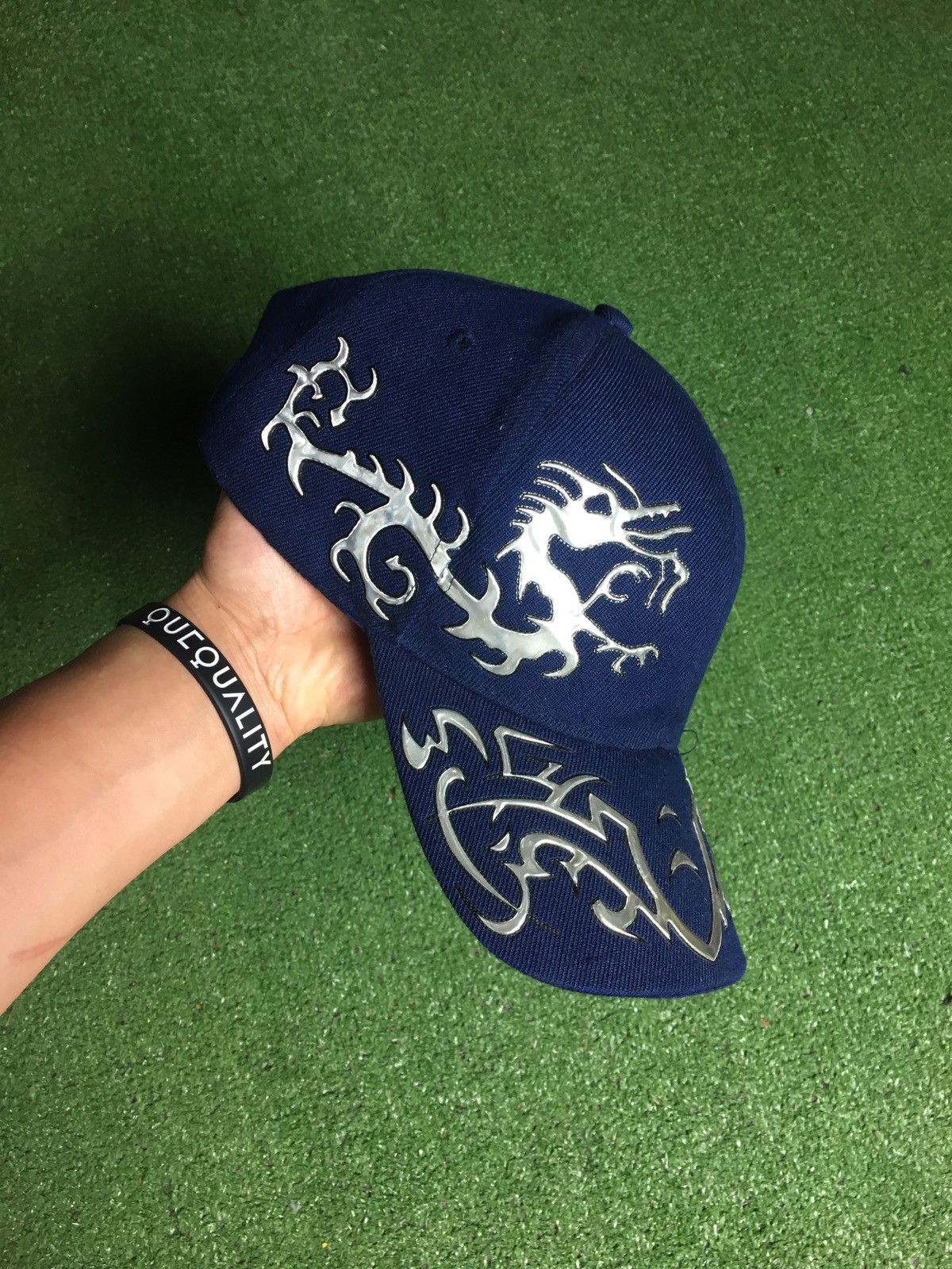 Japanese Brand × Vintage 3M Metallic Dragon logo hat y2k drip rave affliction Size ONE SIZE - 2 Thumbnail