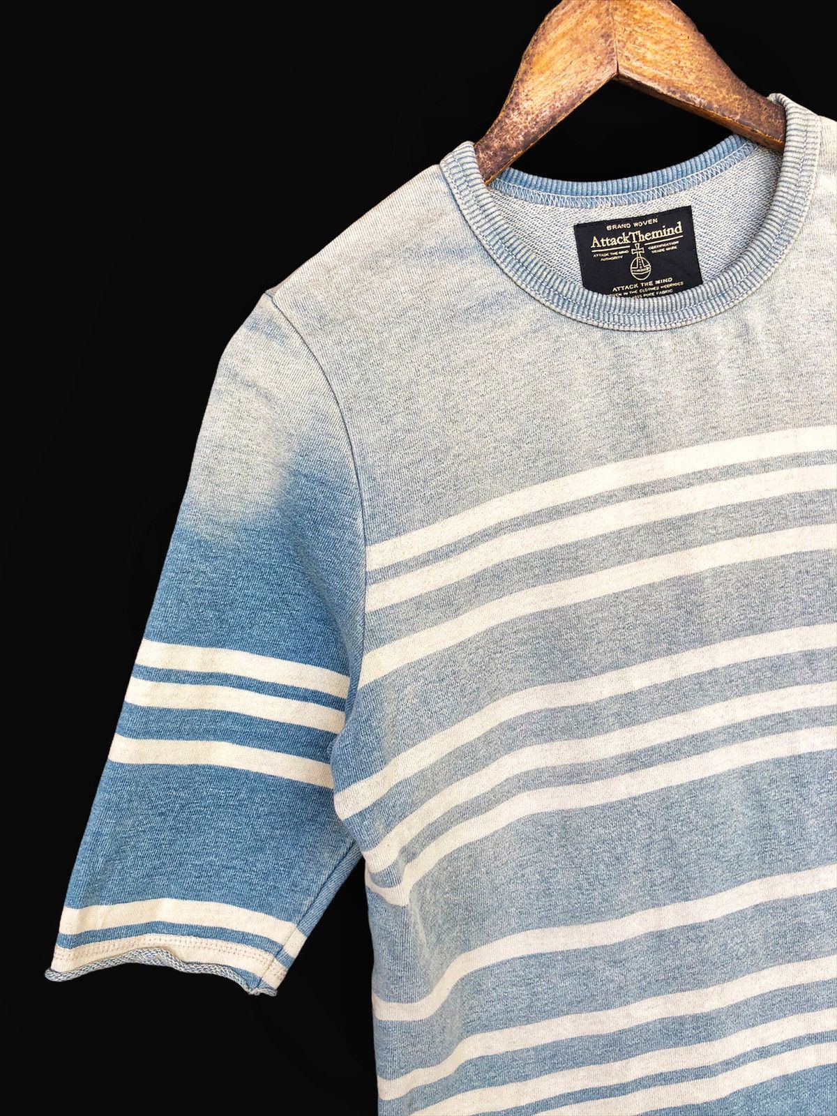 Indigo 🇯🇵 Patina Indigo Faded Striped Raglan Shirt Size US S / EU 44-46 / 1 - 1 Thumbnail