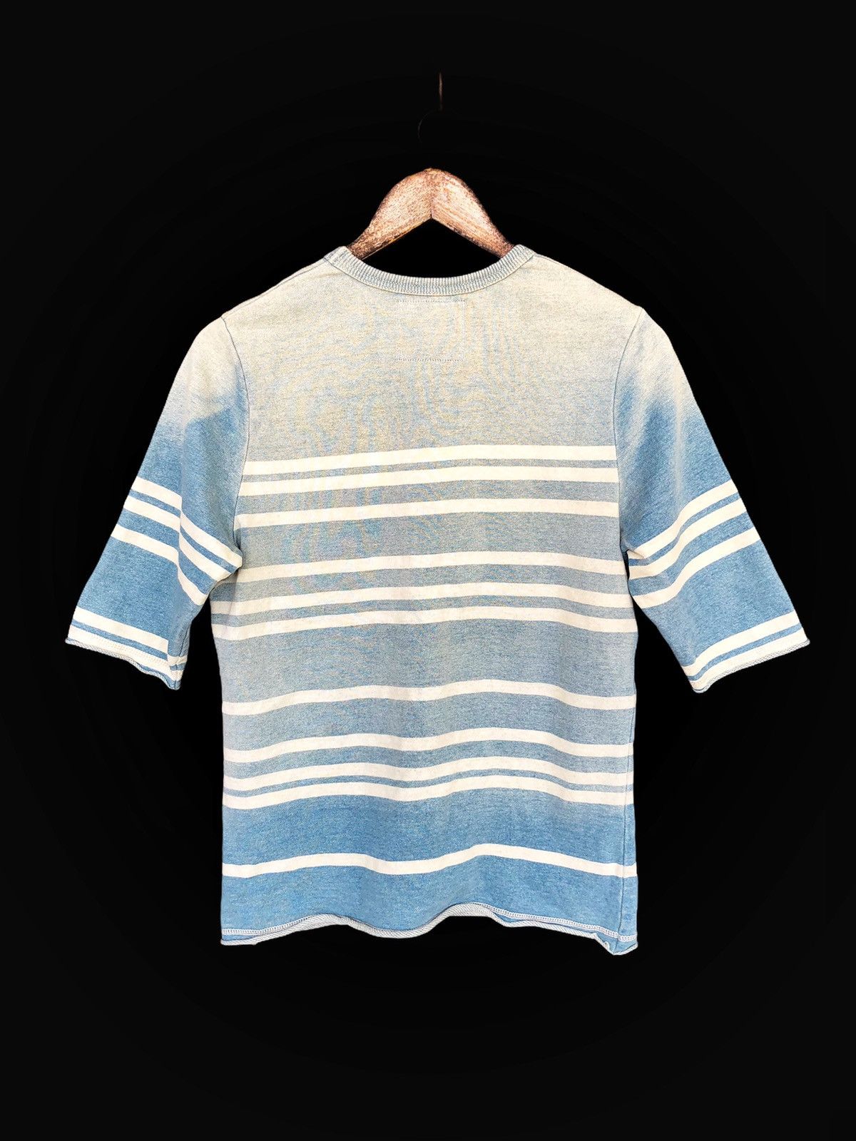Indigo 🇯🇵 Patina Indigo Faded Striped Raglan Shirt Size US S / EU 44-46 / 1 - 3 Thumbnail