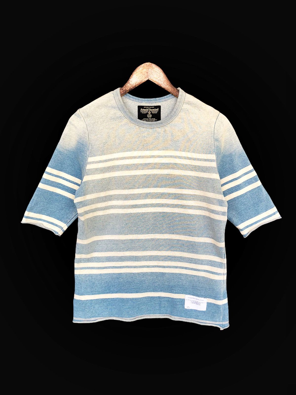 Indigo 🇯🇵 Patina Indigo Faded Striped Raglan Shirt Size US S / EU 44-46 / 1 - 2 Thumbnail