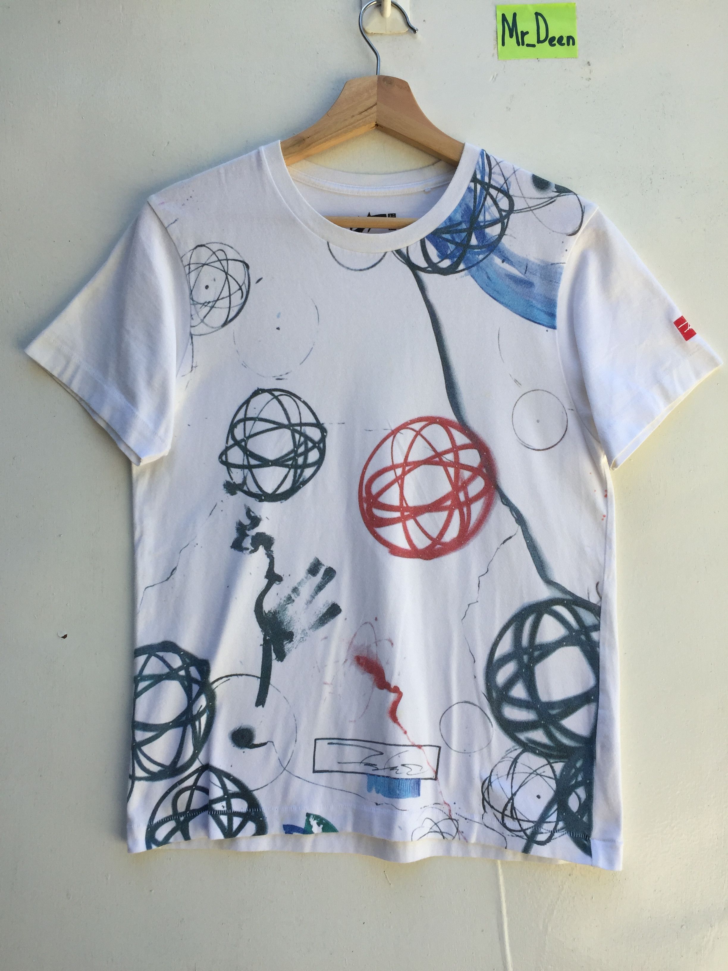 image of Nice Design Uniqlo Futura Abstract Expression T-Shirt in White, Men's (Size Small)