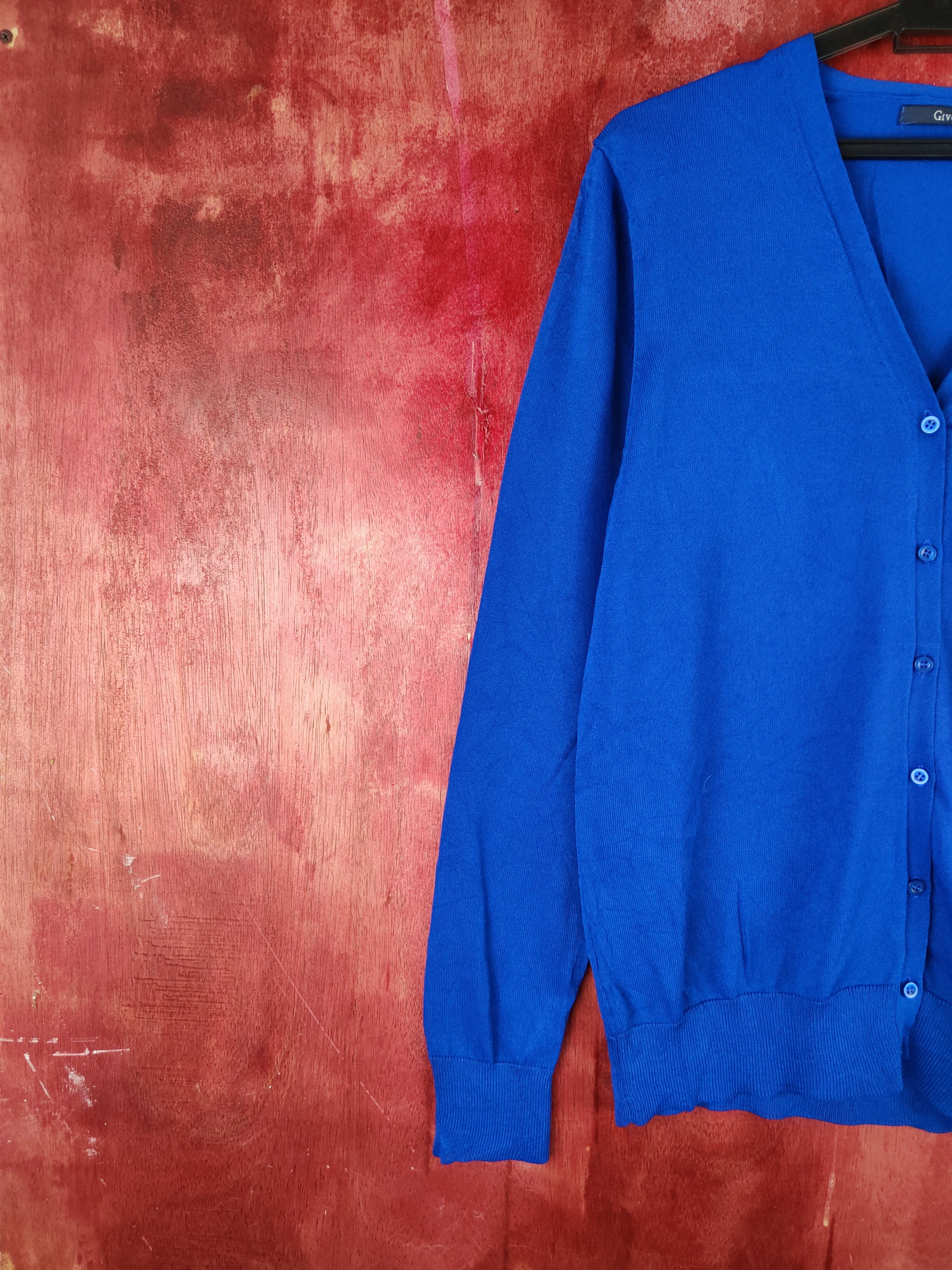 Homespun Knitwear × Japanese Brand Givors Blue Cardigan plain knitwear #S928 Size M / US 6-8 / IT 42-44 - 3 Thumbnail