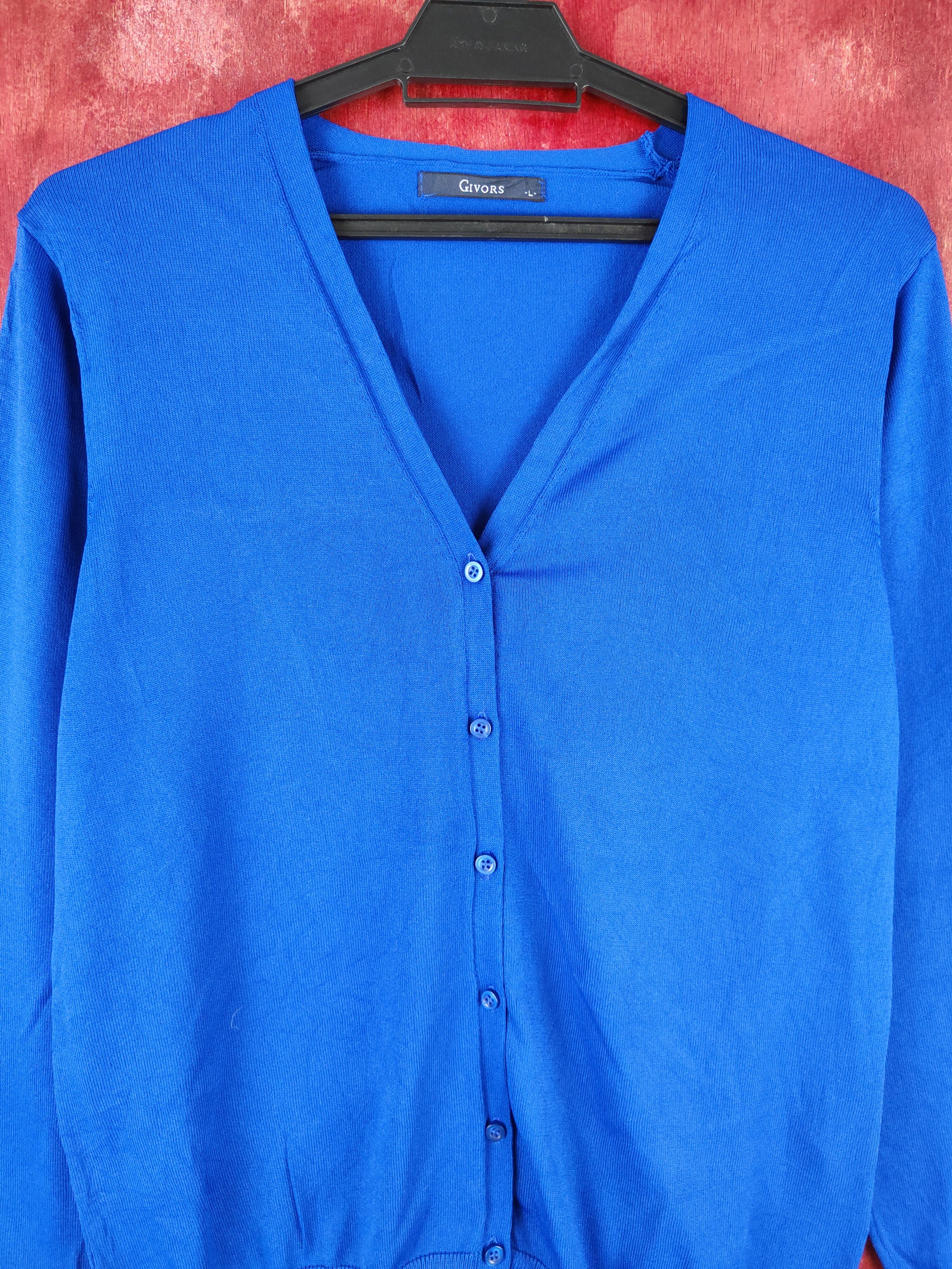 Homespun Knitwear × Japanese Brand Givors Blue Cardigan plain knitwear #S928 Size M / US 6-8 / IT 42-44 - 2 Thumbnail