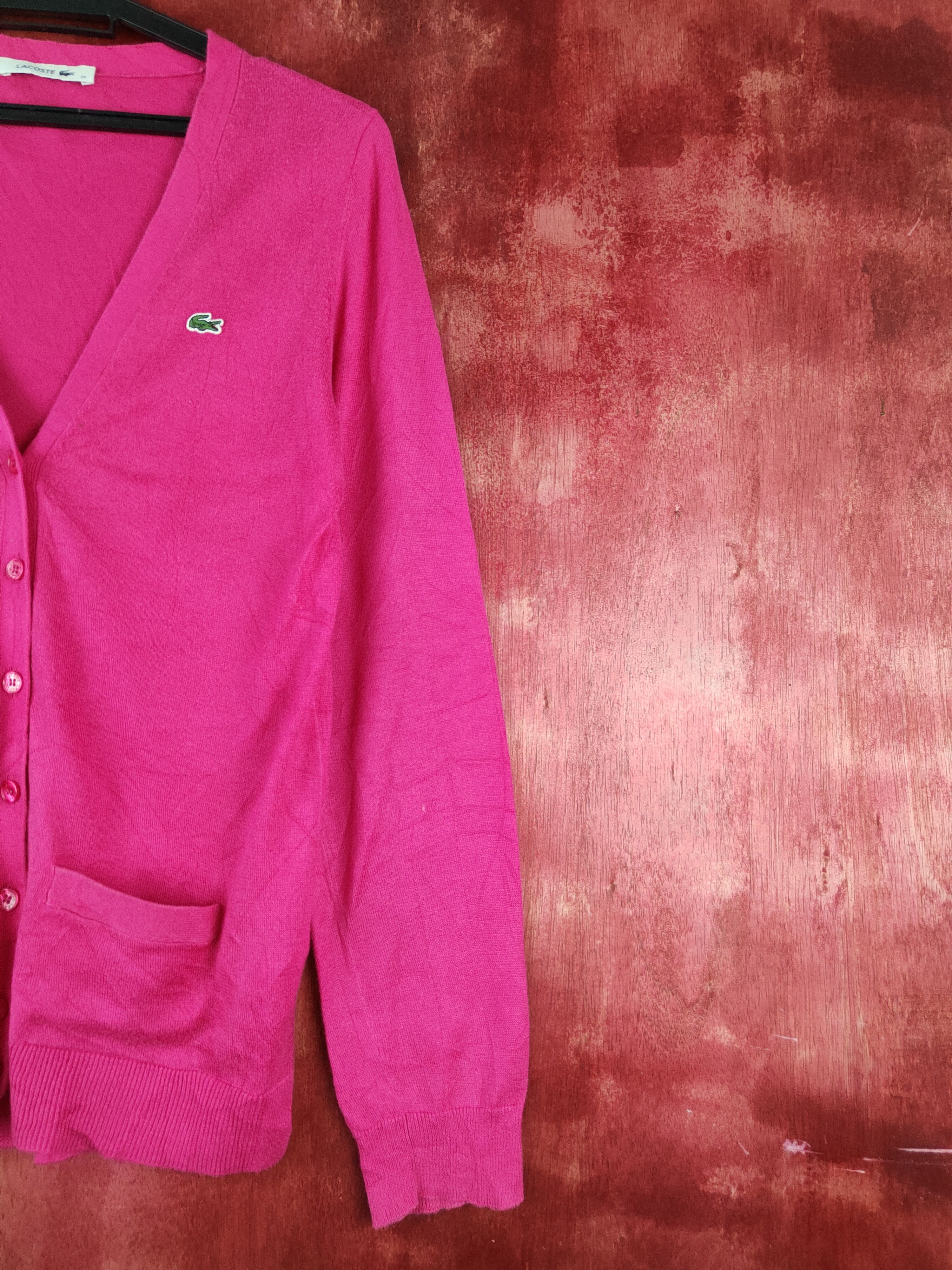 Japanese Brand Lacoste Pink Cardigan knitwear plain streetwear #S930 Size M / US 6-8 / IT 42-44 - 5 Thumbnail