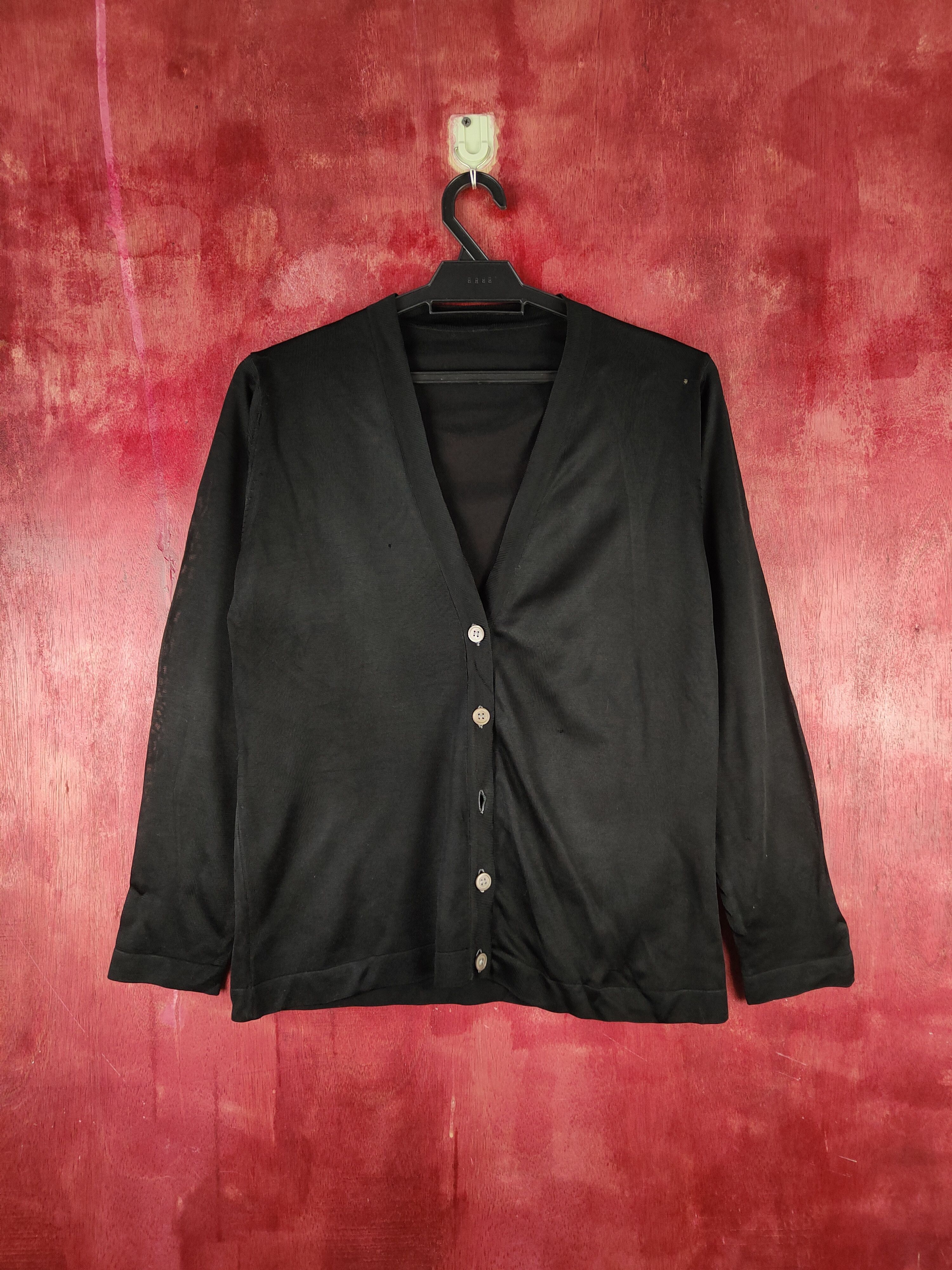Homespun Knitwear Japanese Brand Black Crochet Meshnet Cardigan #S934 Size M / US 6-8 / IT 42-44 - 1 Thumbnail