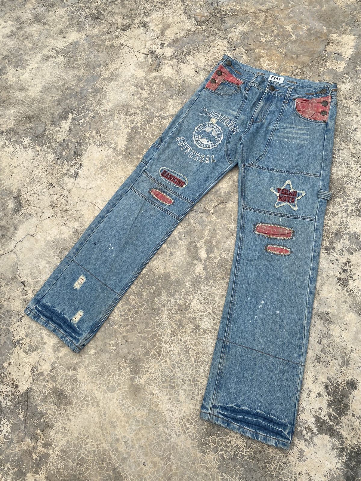 image of Distressed Denim x Hysteric Glamour Vintage Japanese Unbrand Distressed And Patchwork Pant in Blue 