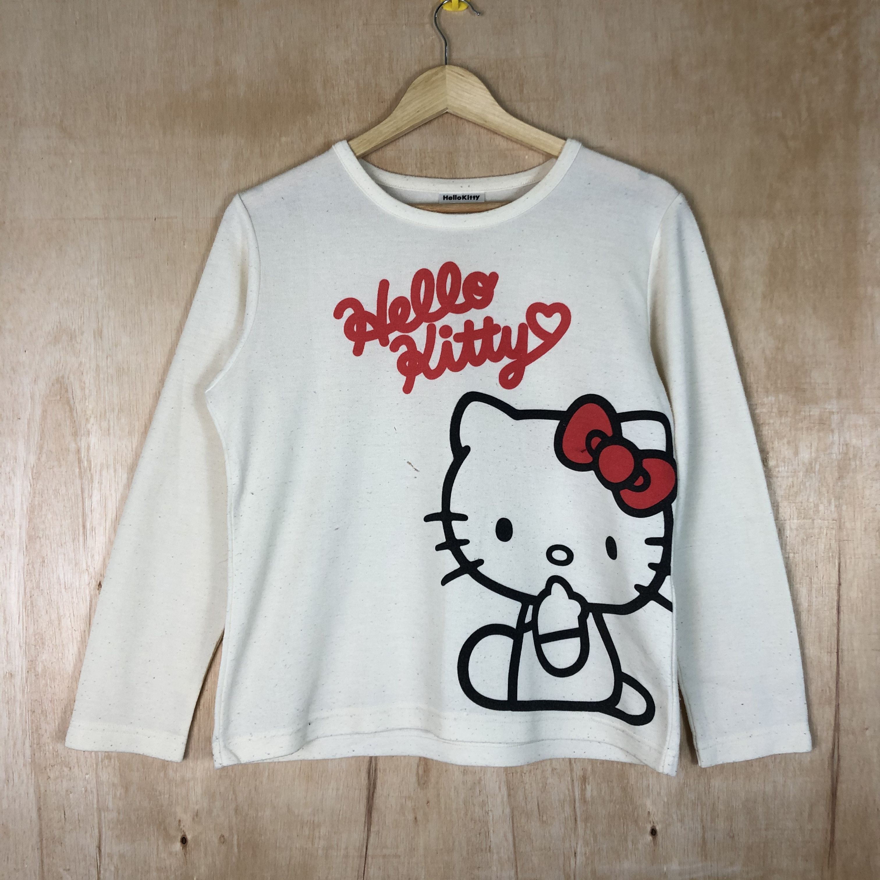 Cartoon Network DLL Hello Kitty White distressed Sweatshirt vintage #c074 Size M / US 6-8 / IT 42-44 - 1 Thumbnail