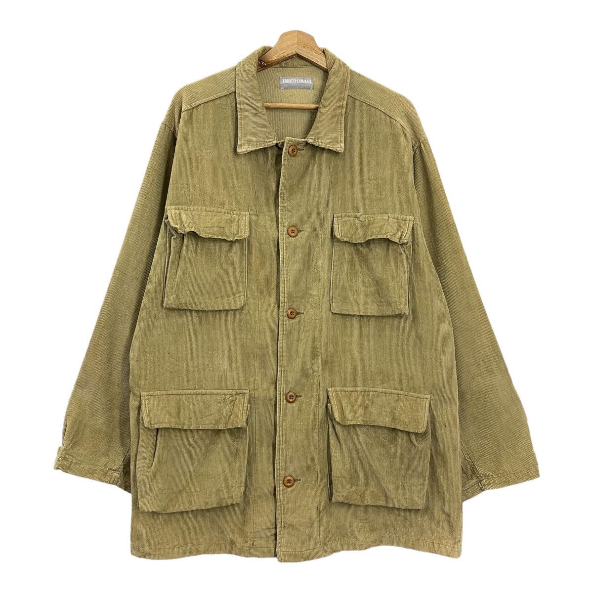 image of Vintage Enrico Coveri Multi-Pocket Corduroy Jacket Size XL in Khaki, Men's