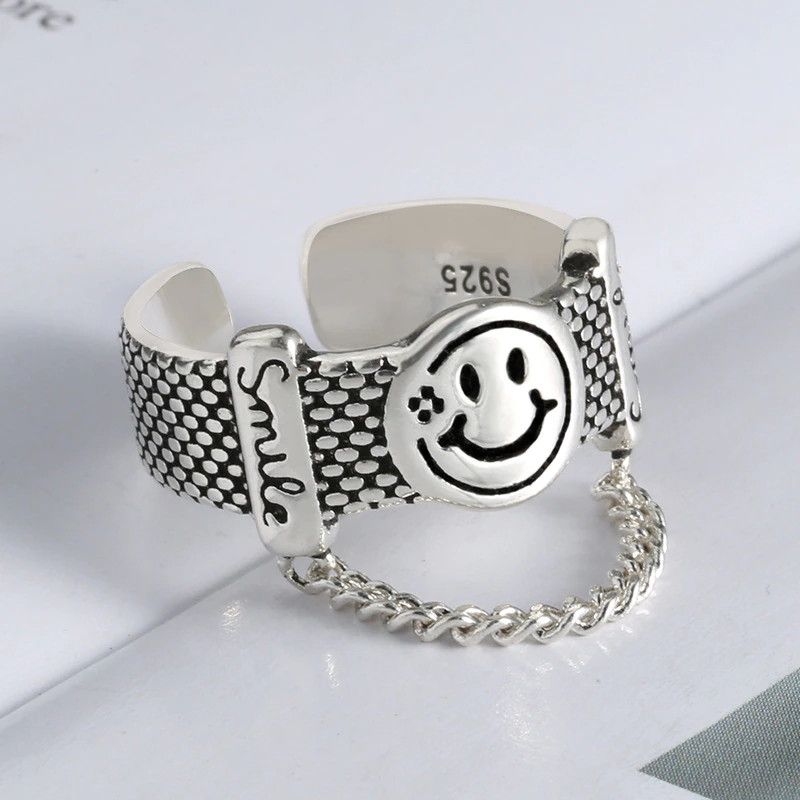 Jewelry Smile-Face Chain Adjustable Ring Size ONE SIZE - 1 Thumbnail