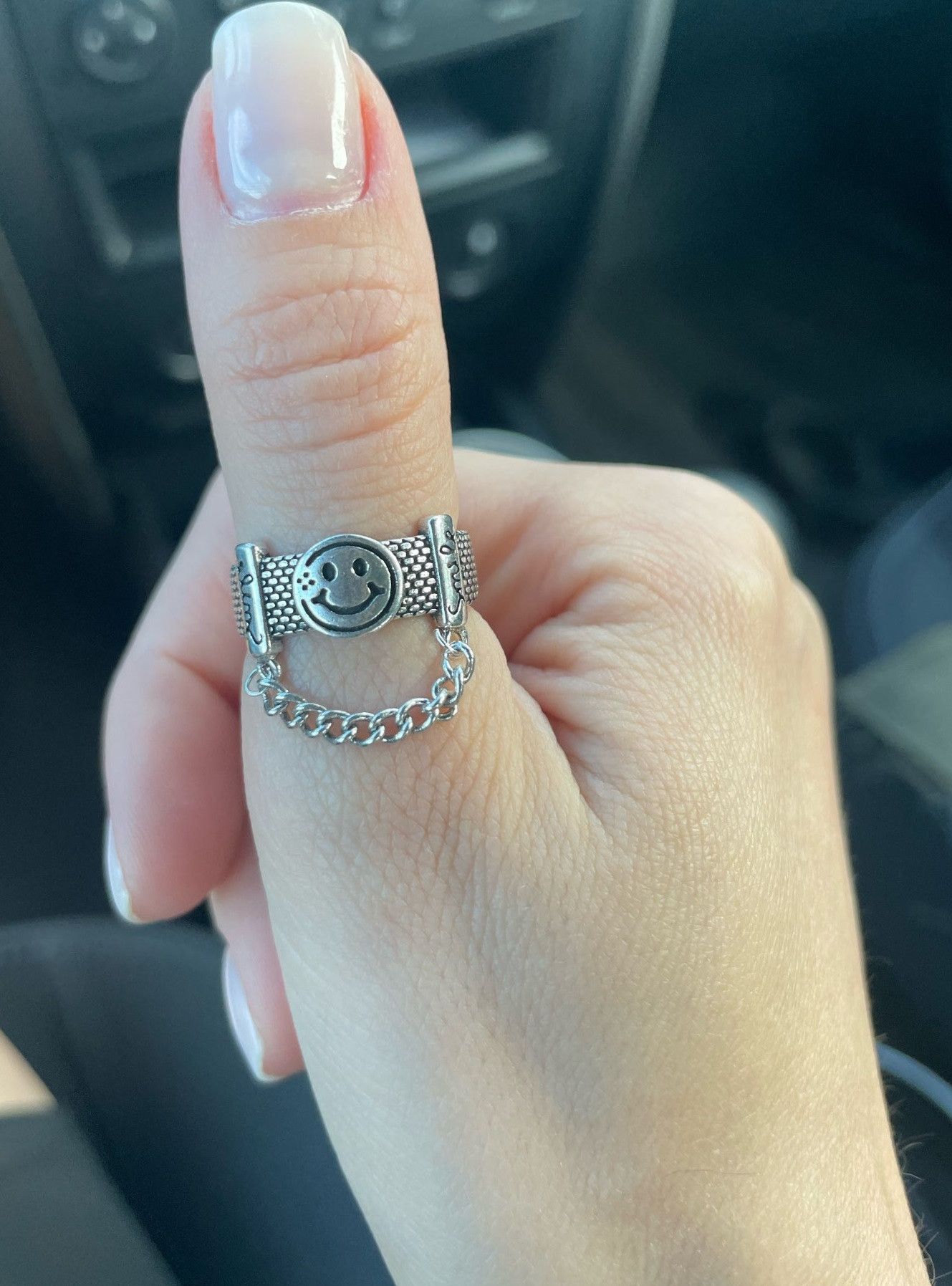 Jewelry Smile-Face Chain Adjustable Ring Size ONE SIZE - 4 Thumbnail