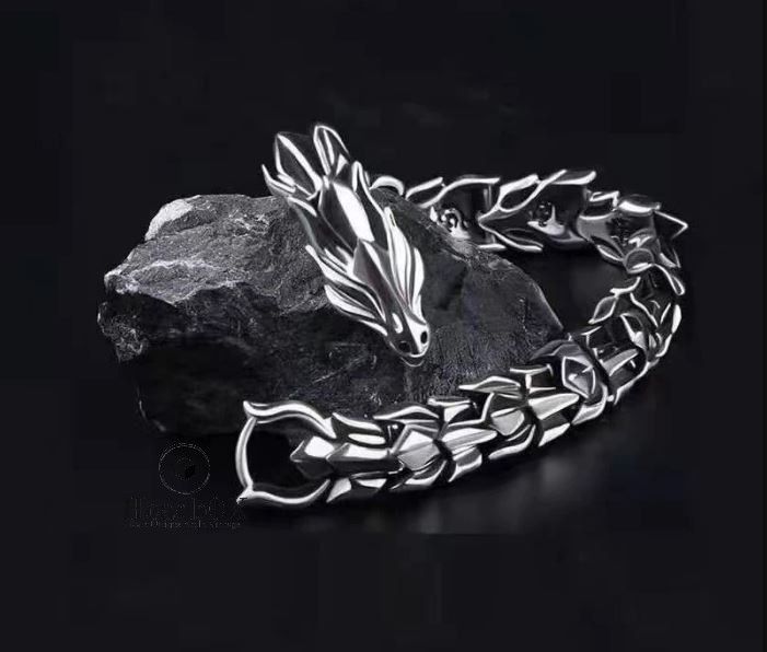 Jewelry Silver Dragon Head Bracelet Size ONE SIZE - 3 Thumbnail
