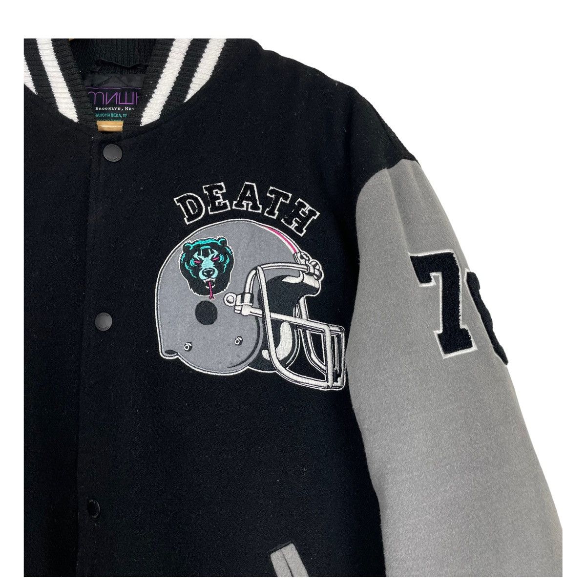 Japanese Brand × Mishka 💥 MISHKA DEATH ADDERS BUTTON VARSITY JACKET Size US L / EU 52-54 / 3 - 7 Thumbnail