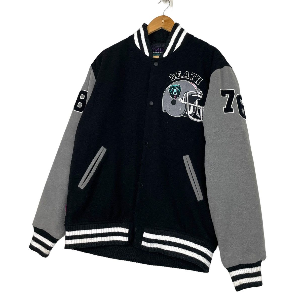 Japanese Brand × Mishka 💥 MISHKA DEATH ADDERS BUTTON VARSITY JACKET Size US L / EU 52-54 / 3 - 5 Thumbnail