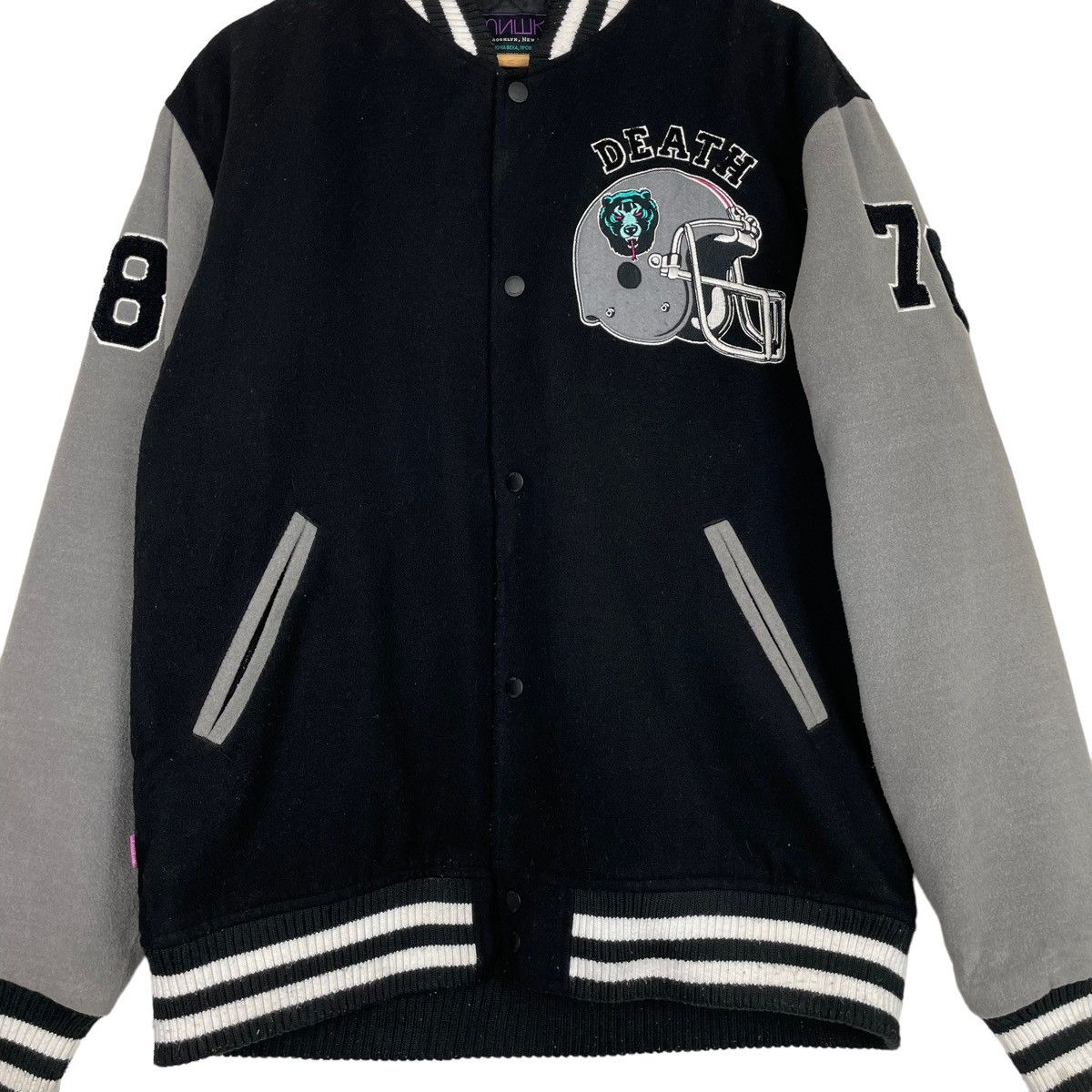 Japanese Brand × Mishka 💥 MISHKA DEATH ADDERS BUTTON VARSITY JACKET Size US L / EU 52-54 / 3 - 8 Thumbnail