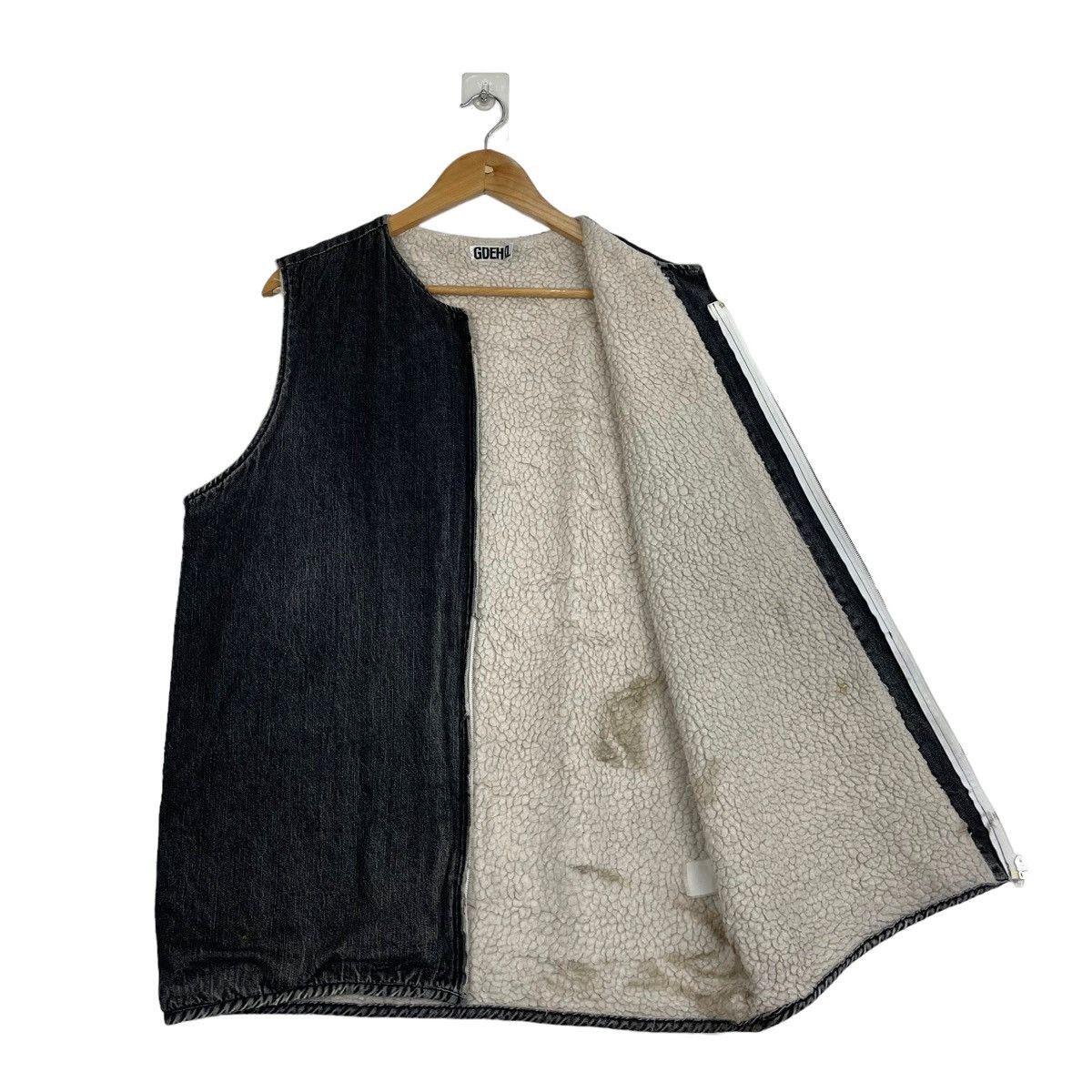 GOODENOUGH × Hiroshi Fujiwara × Japanese Brand 💥 90s GDEH ZIPPER WARN DENIM VEST Size US L / EU 52-54 / 3 - 5 Thumbnail