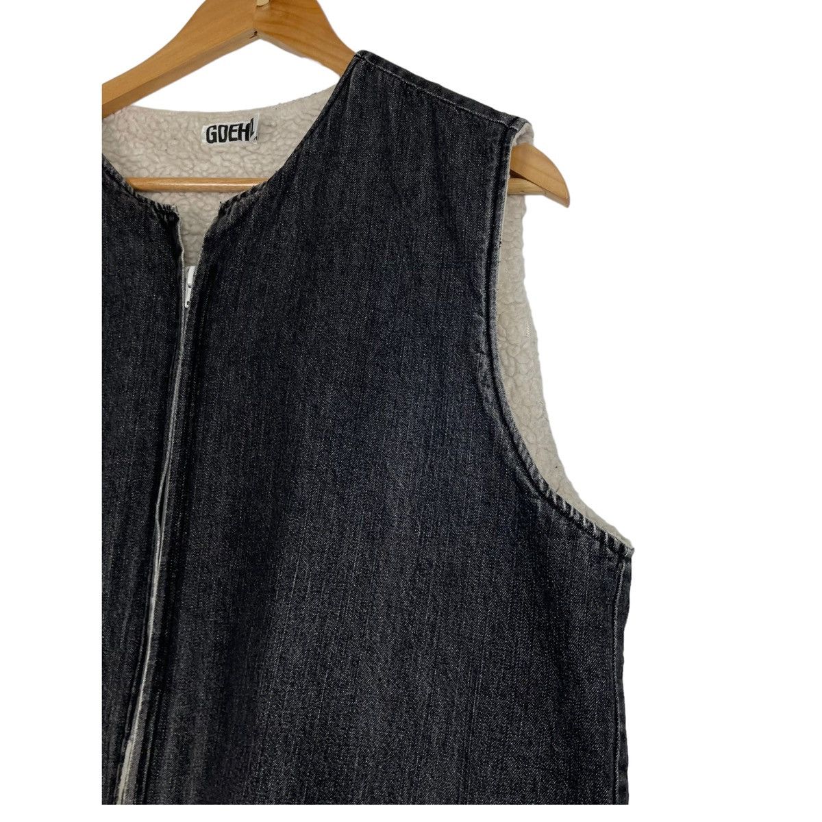GOODENOUGH × Hiroshi Fujiwara × Japanese Brand 💥 90s GDEH ZIPPER WARN DENIM VEST Size US L / EU 52-54 / 3 - 4 Thumbnail