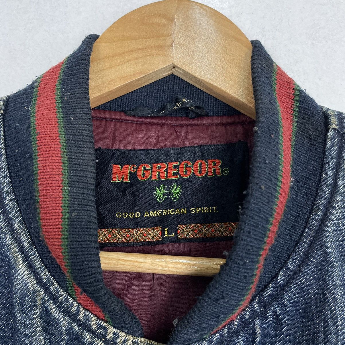 Japanese Brand × McGregor 💥90s MCREGOR DENIM VARSITY BOMBER JACKET DISTRESSED Size US L / EU 52-54 / 3 - 7 Thumbnail
