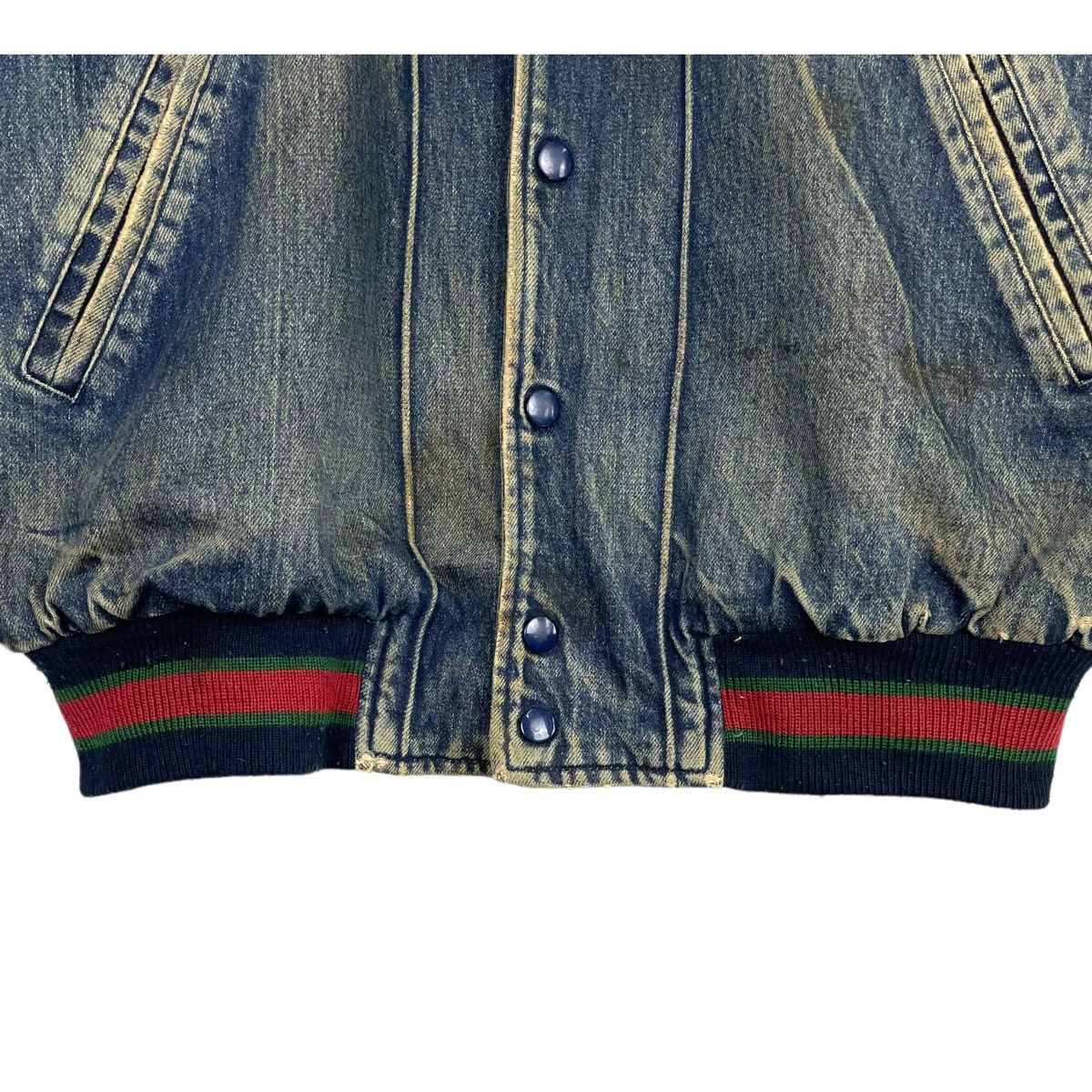 Japanese Brand × McGregor 💥90s MCREGOR DENIM VARSITY BOMBER JACKET DISTRESSED Size US L / EU 52-54 / 3 - 8 Thumbnail