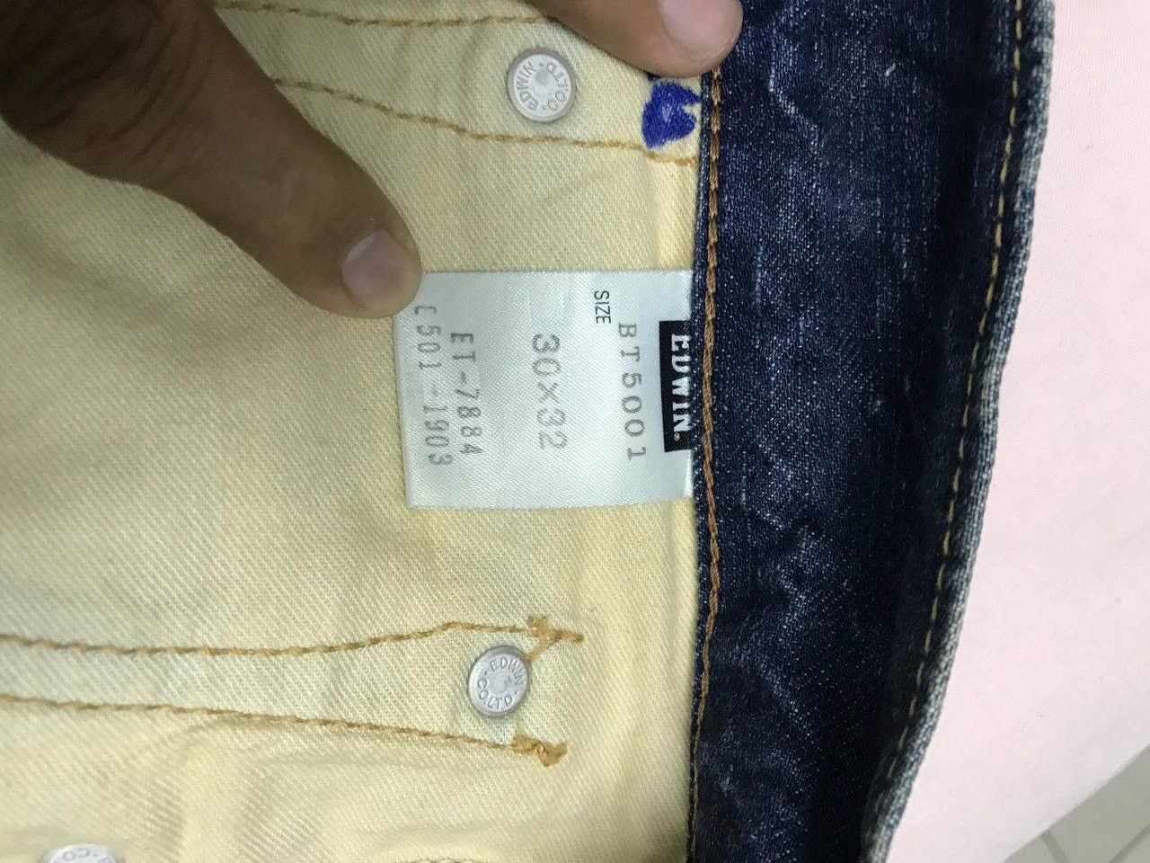 Japanese Brand × Vintage FLARED💥EDWIN 503 BLUE TRIP DISTRESSED DENIM PANTS Size US 34 / EU 50 - 10 Thumbnail