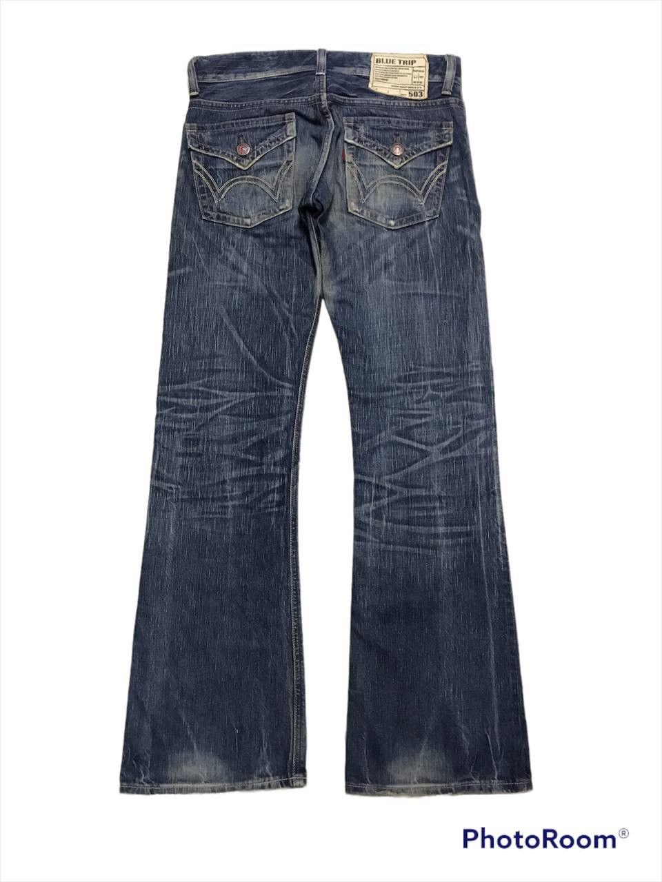 Japanese Brand × Vintage FLARED💥EDWIN 503 BLUE TRIP DISTRESSED DENIM PANTS Size US 34 / EU 50 - 5 Thumbnail