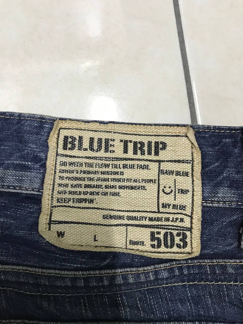 Japanese Brand × Vintage FLARED💥EDWIN 503 BLUE TRIP DISTRESSED DENIM PANTS Size US 34 / EU 50 - 7 Thumbnail