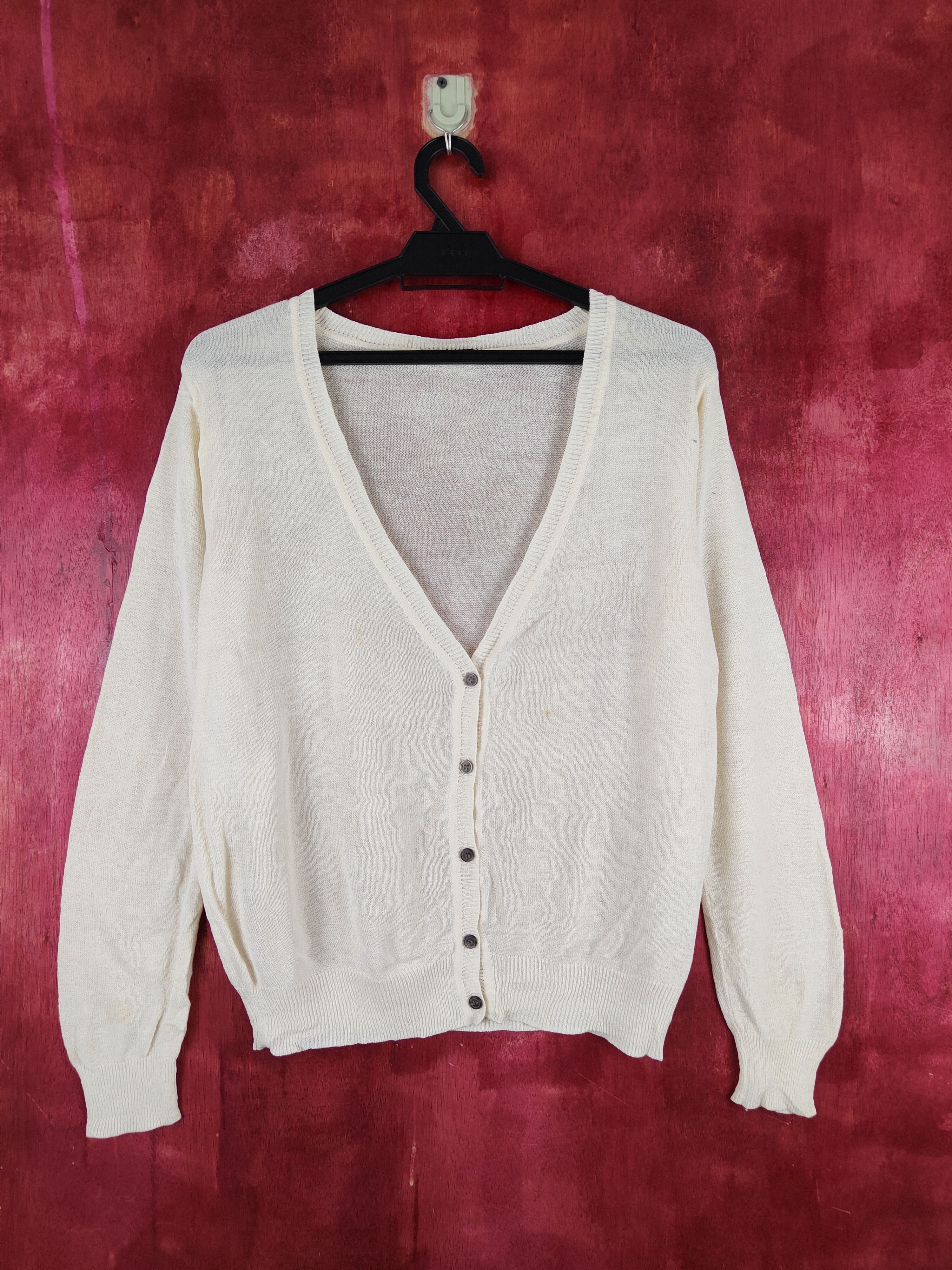 Japanese Brand Japanese Brand Cream Crochet Meshnet Cardigan #S876 Size L / US 10 / IT 46 - 1 Thumbnail