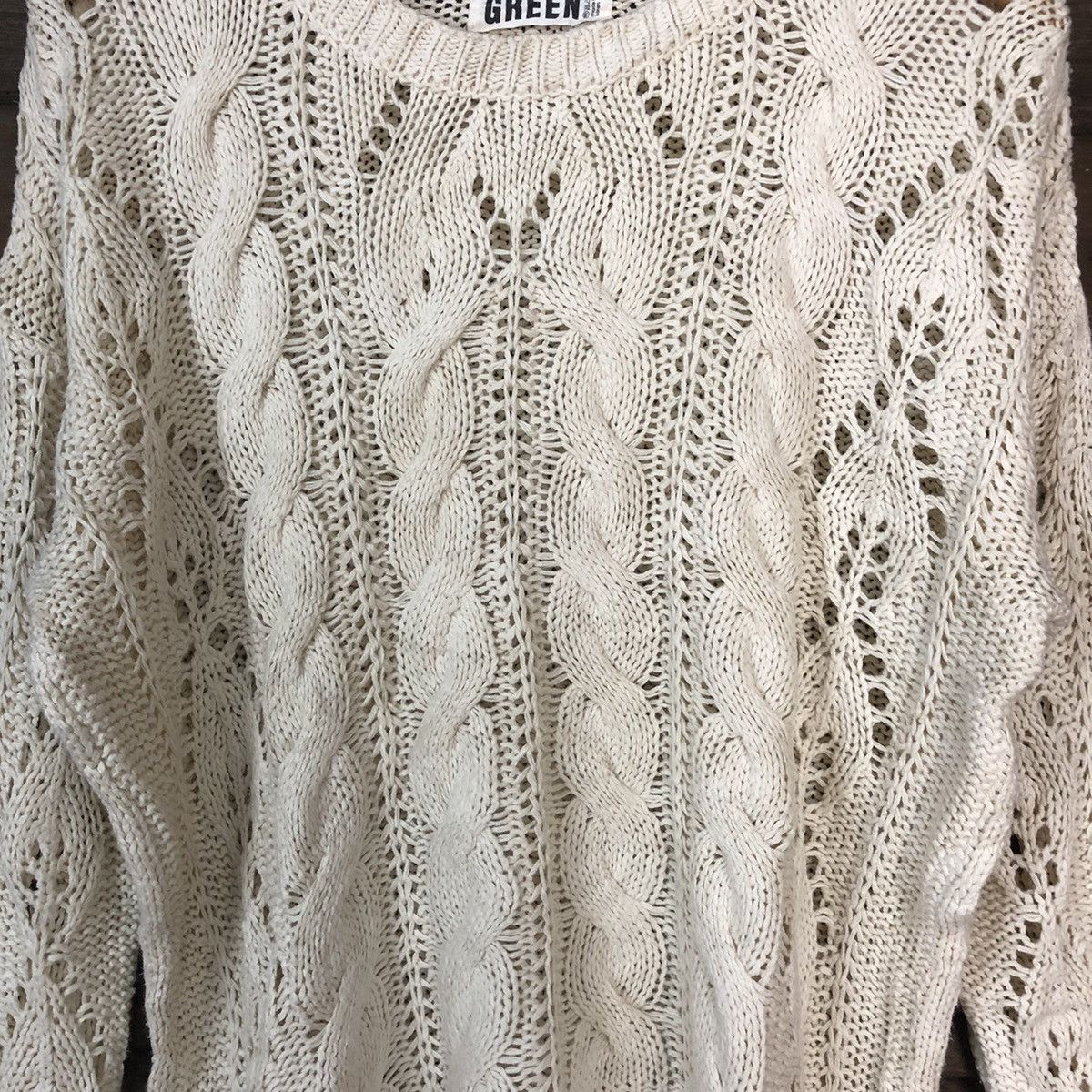 Japanese Brand Pepper Green Mesh Net Crochet White Knitwear #7141 Size XL / US 12-14 / IT 48-50 - 6 Thumbnail