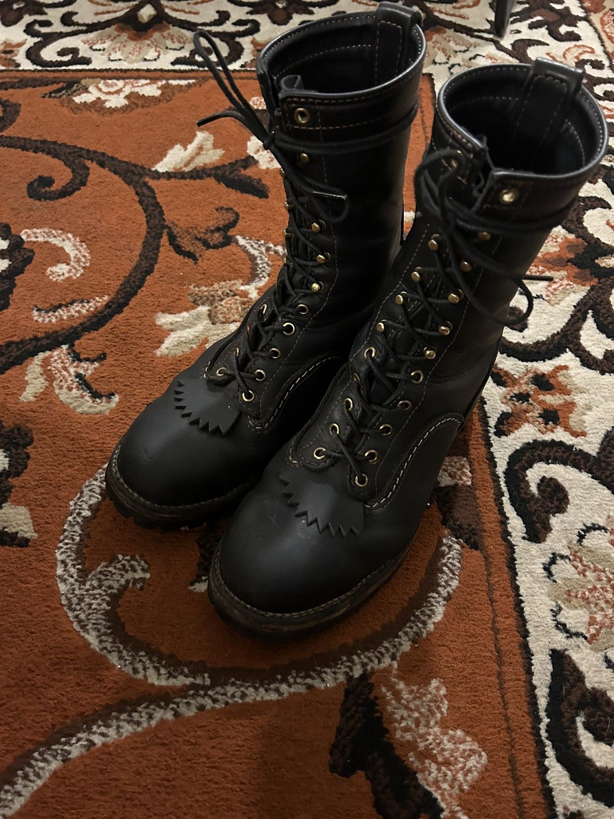 Bottes Wesco Jobmaster 16 - Taille Homme 10.5 - Noir Cuir - Semelle Crampon - Occasion Très Bon état