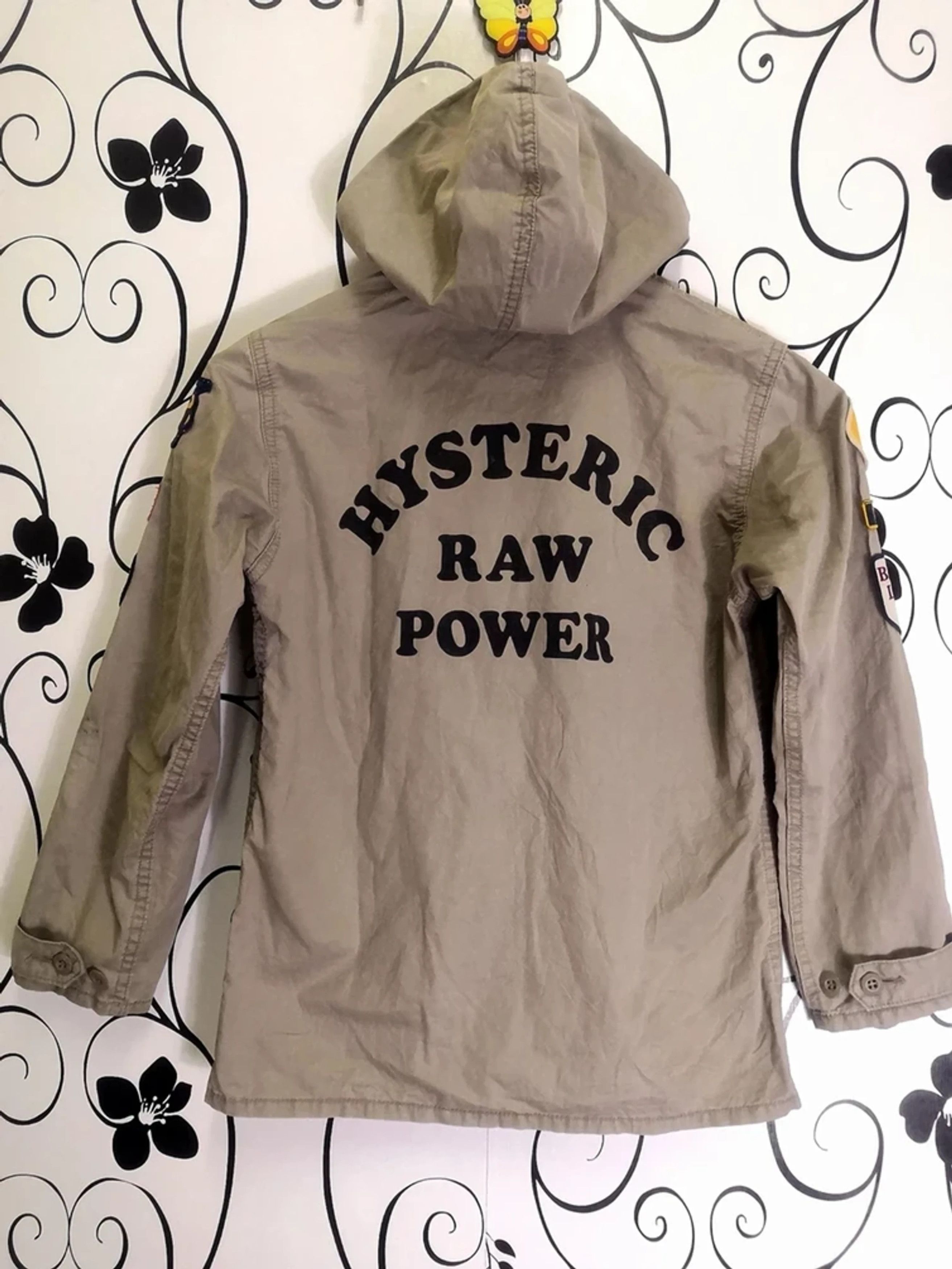 image of Hysteric Glamour Mini Raw Power Bomber Jacket Hoodie in Cream, Men's (Size 2XS)