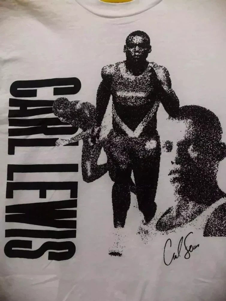 image of USA Olympics x Vintage 90's Carl Lewis T-Shirt 1992 Olympic Games in White, Men's (Size Large)