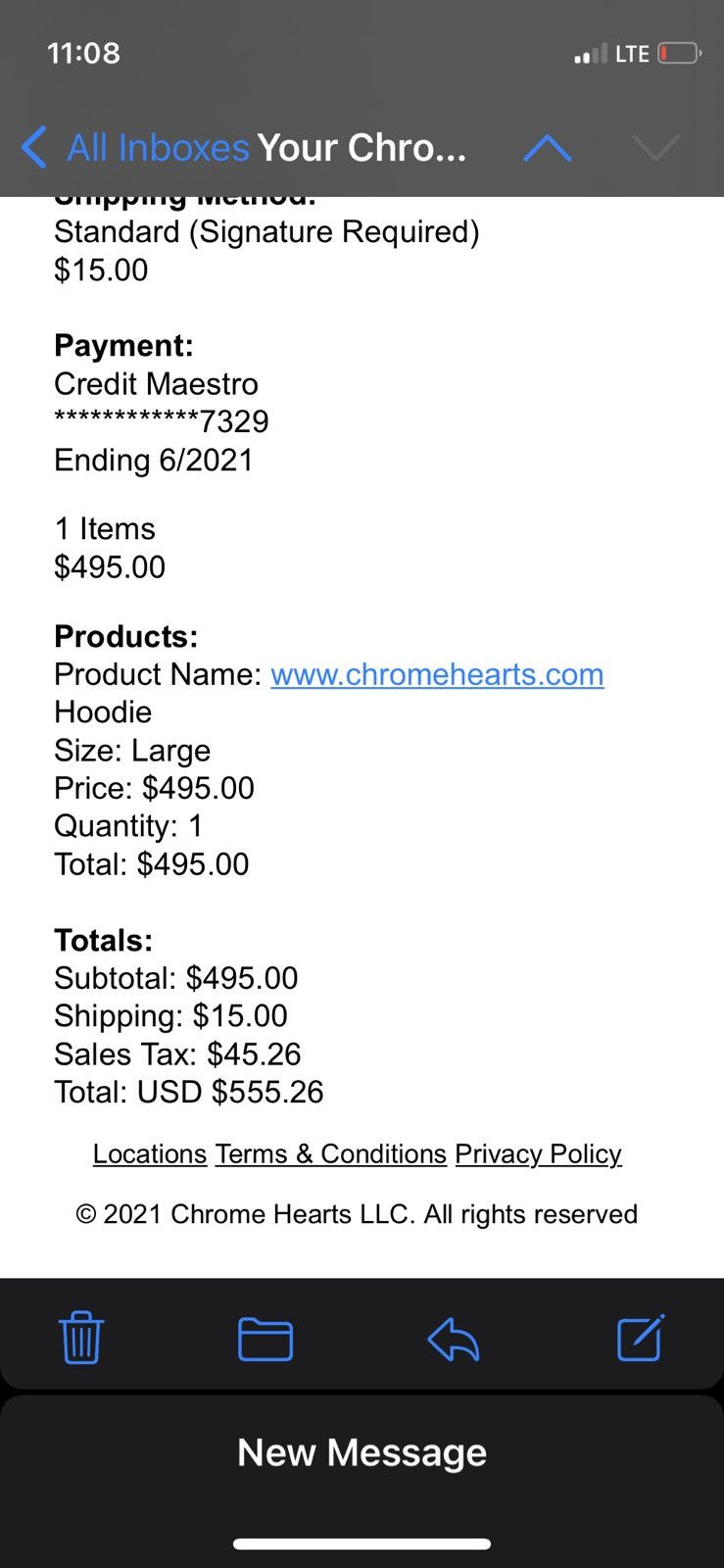 Chrome Hearts Chrome Hearts “Dot Com” Red Logo Website Exclusive Hoodie Size US L / EU 52-54 / 3 - 11 Thumbnail