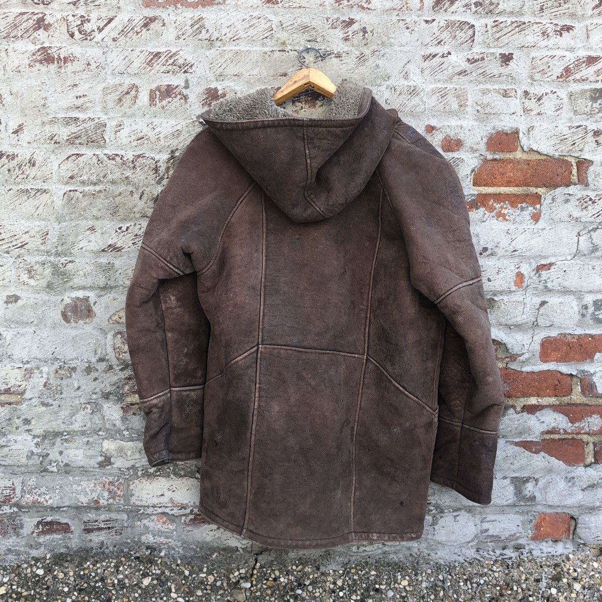 Leather Vintage Shearling Heavy Hooded Jacket Size US L / EU 52-54 / 3 - 2 Thumbnail