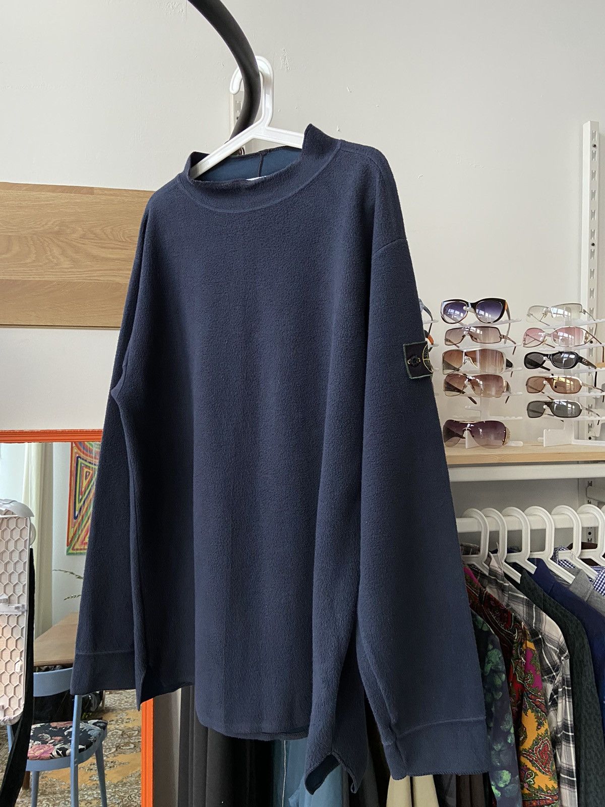 Stone Island archival stone Island navy fleece sweatshirt mockneck 