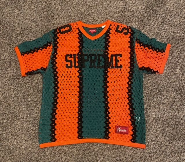 top】 SUPREME CROCHET FOOTBALL JERSEY ORANGE and Red ¥35,000+tax