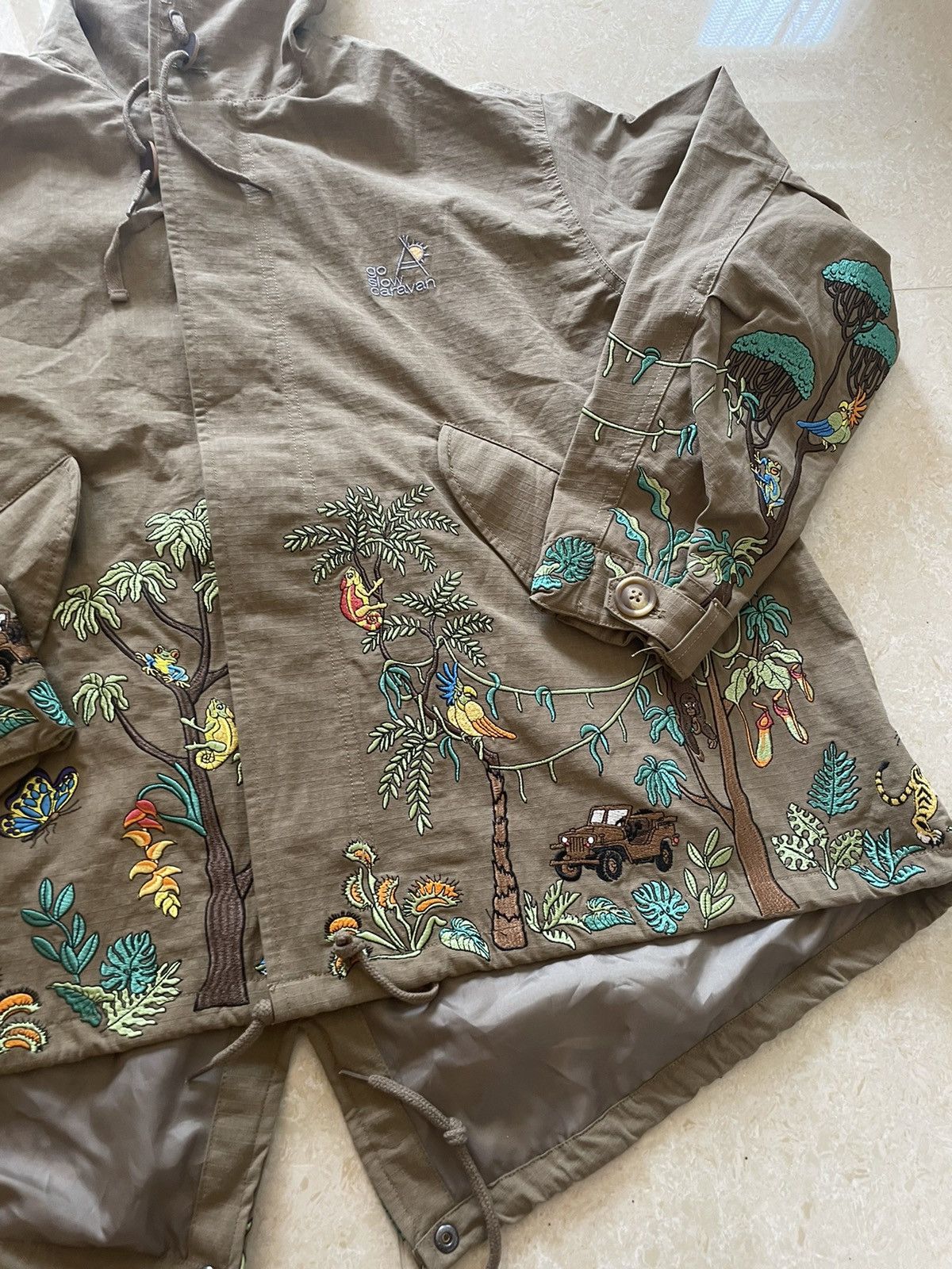 image of Go Slow Caravan Embroidered Jacket in Brown, Men's (Size Small)