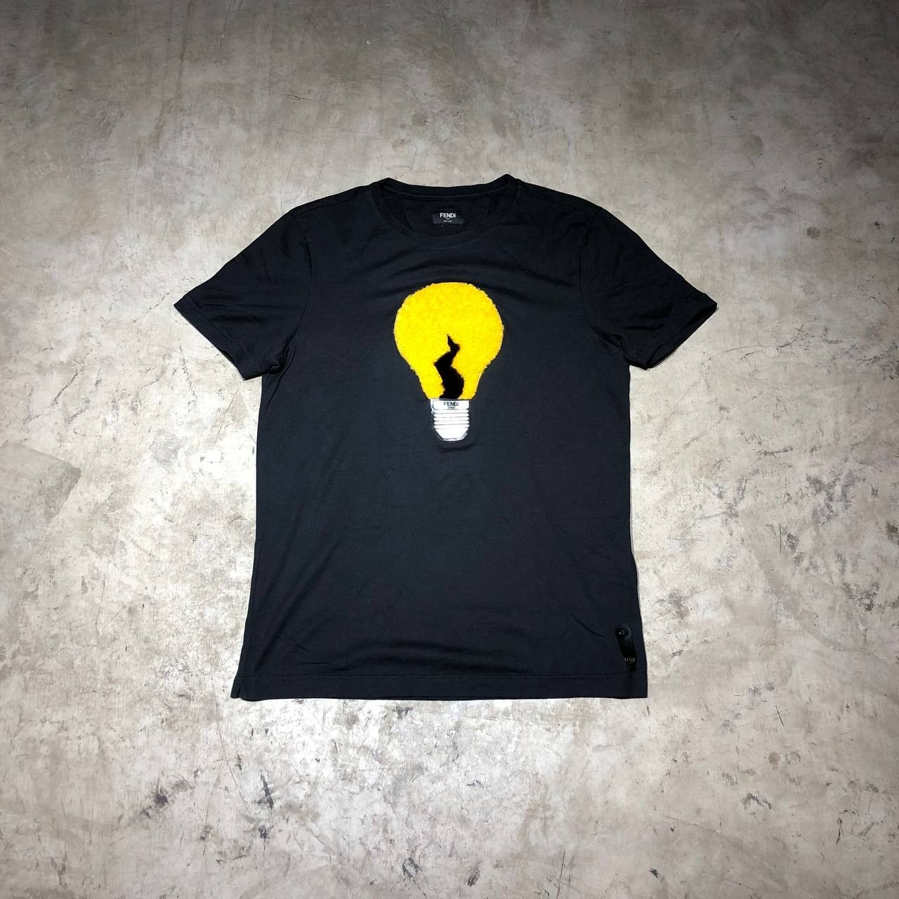 image of Fendi Fur Lightbulb Tee in Black, Men's (Size Small)