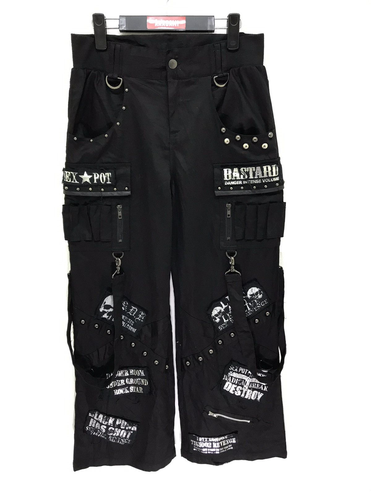 Japanese Brand ☢sex Pot Revenge Wide Cargo Pant Punk Black Patches Grailed 