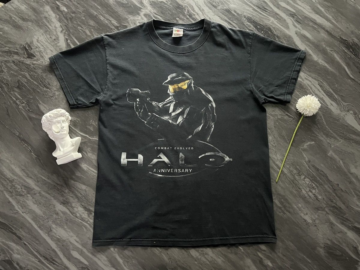 Vintage popular Halo Combat Evolved 2000s Xbox Game Promo Black Short Sleeve T-Shirt M