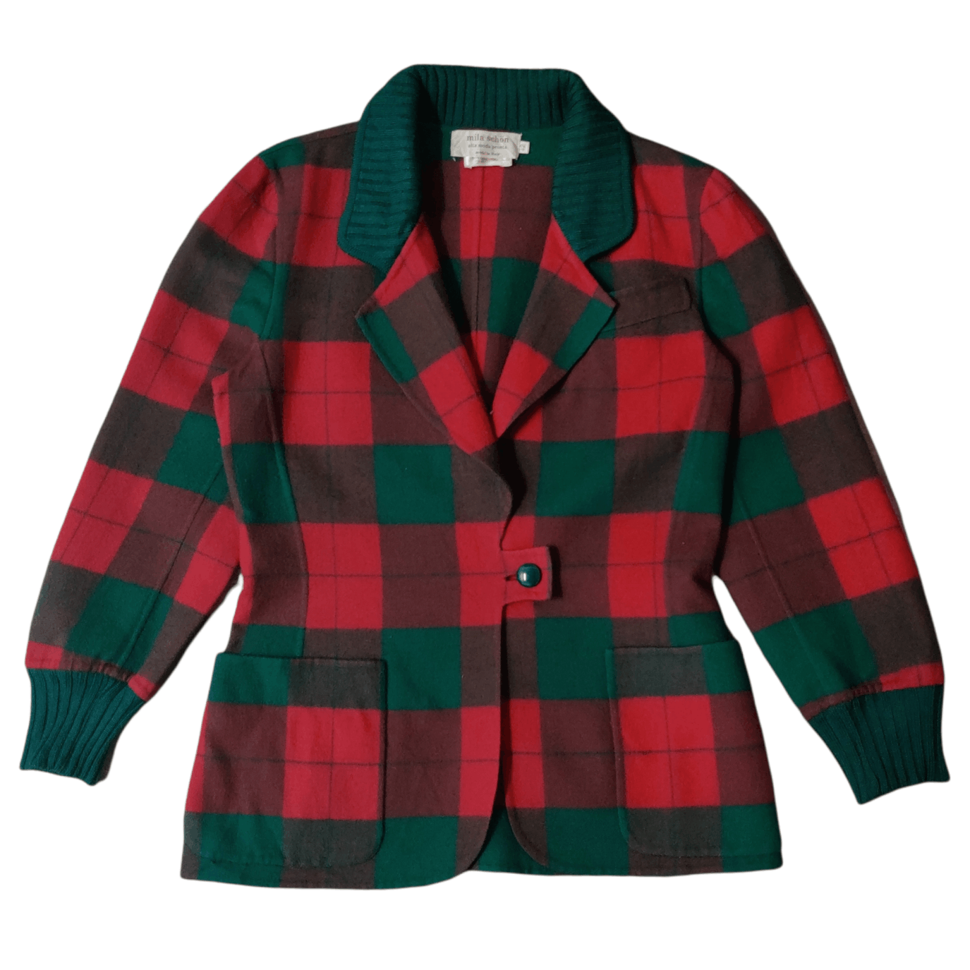 Mila Schon Vintage Mila Schön Lana Wool Plaid One Button Jacket Size M / US 6-8 / IT 42-44 - 1 Thumbnail