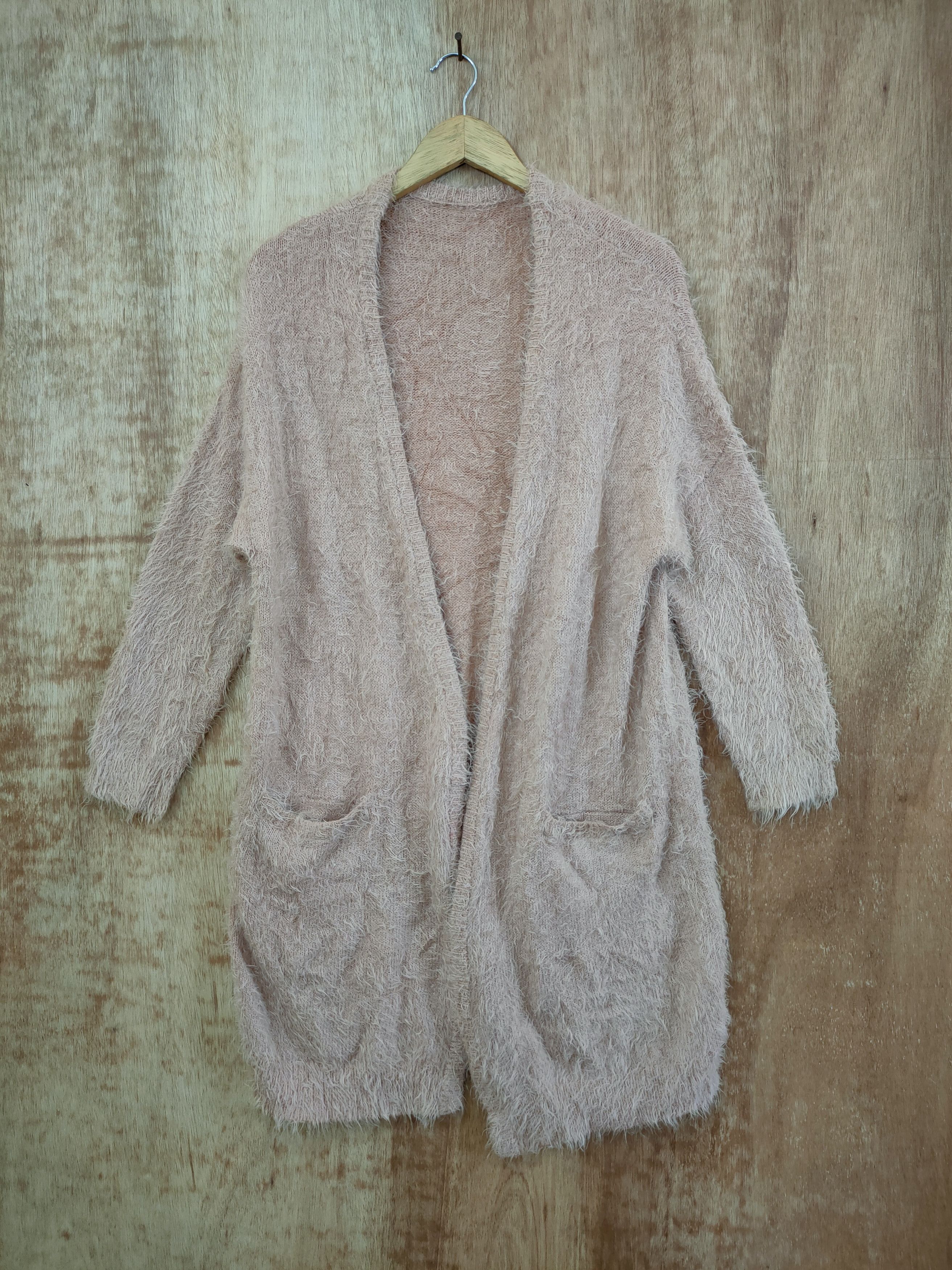 image of Japan Long Cardigan Knitwear Soft Fur Mohair Shaggy 46-445 in Brown, Men's (Size Medium)