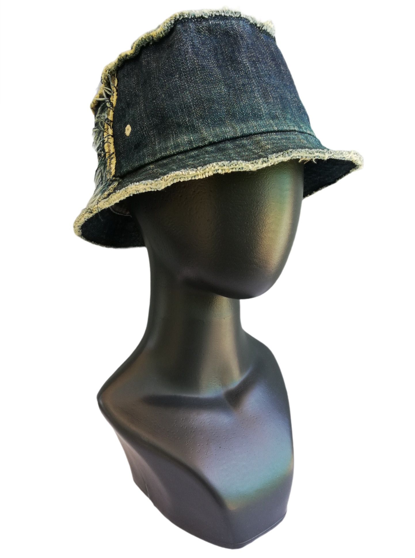 Indigo × Japanese Brand 🔥Very Rare Palias Palace 🇯🇵 Distressed Denim Bucket Hat Size ONE SIZE - 8 Thumbnail