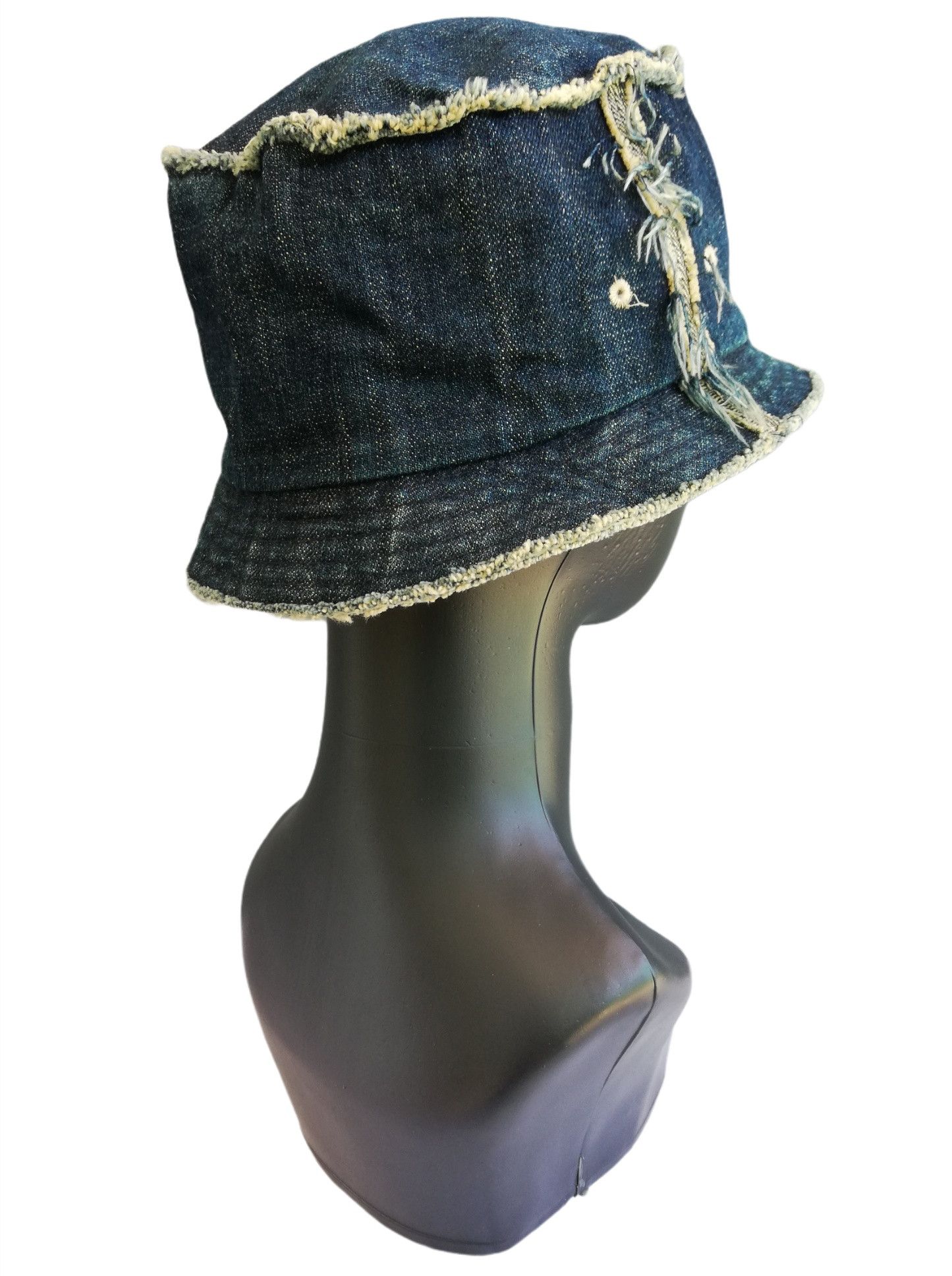 Indigo × Japanese Brand 🔥Very Rare Palias Palace 🇯🇵 Distressed Denim Bucket Hat Size ONE SIZE - 6 Thumbnail