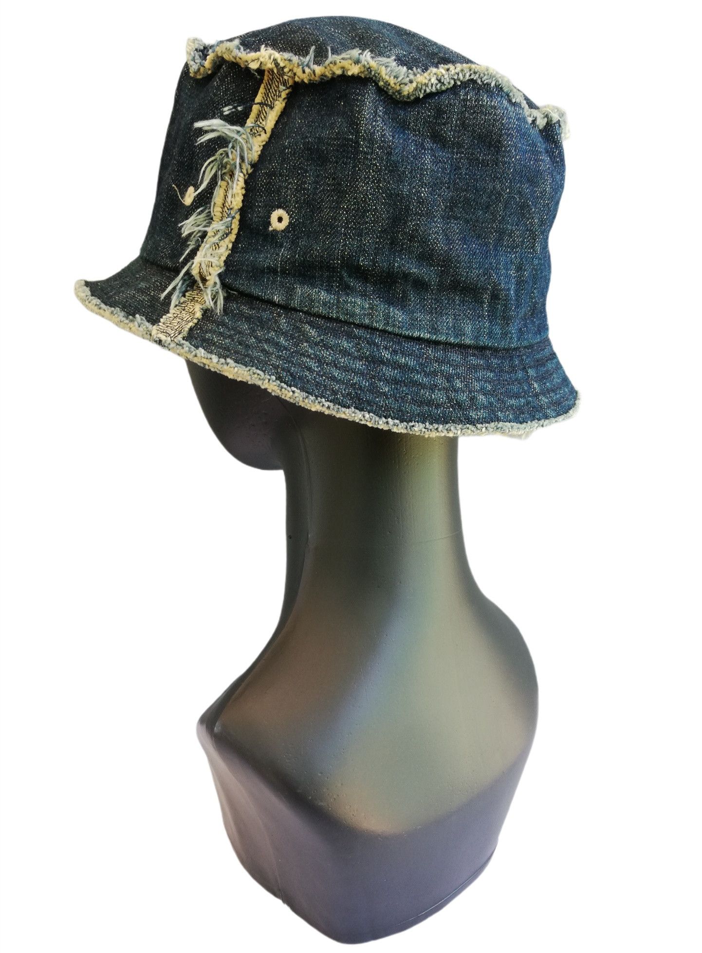Indigo × Japanese Brand 🔥Very Rare Palias Palace 🇯🇵 Distressed Denim Bucket Hat Size ONE SIZE - 4 Thumbnail