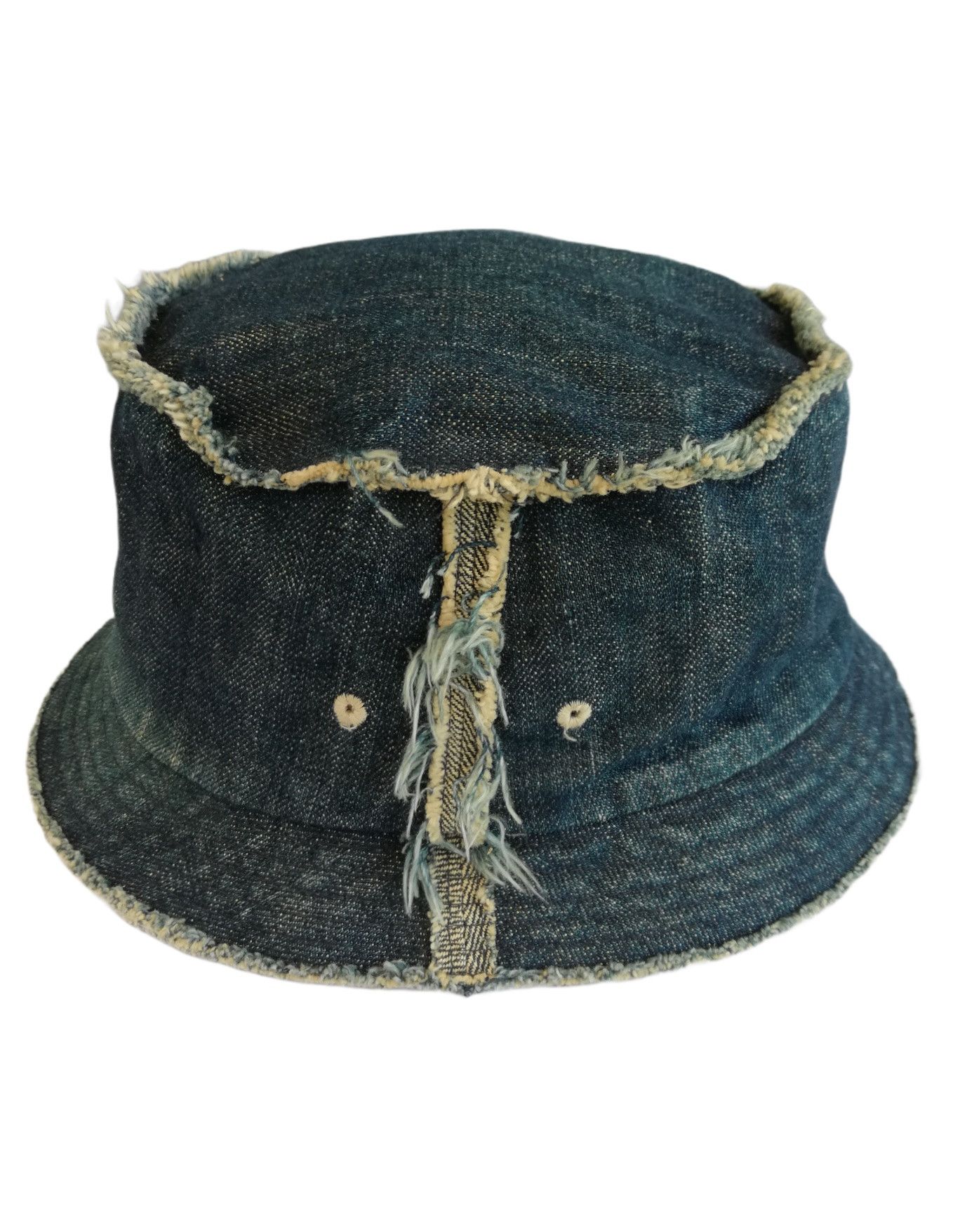Indigo × Japanese Brand 🔥Very Rare Palias Palace 🇯🇵 Distressed Denim Bucket Hat Size ONE SIZE - 11 Thumbnail