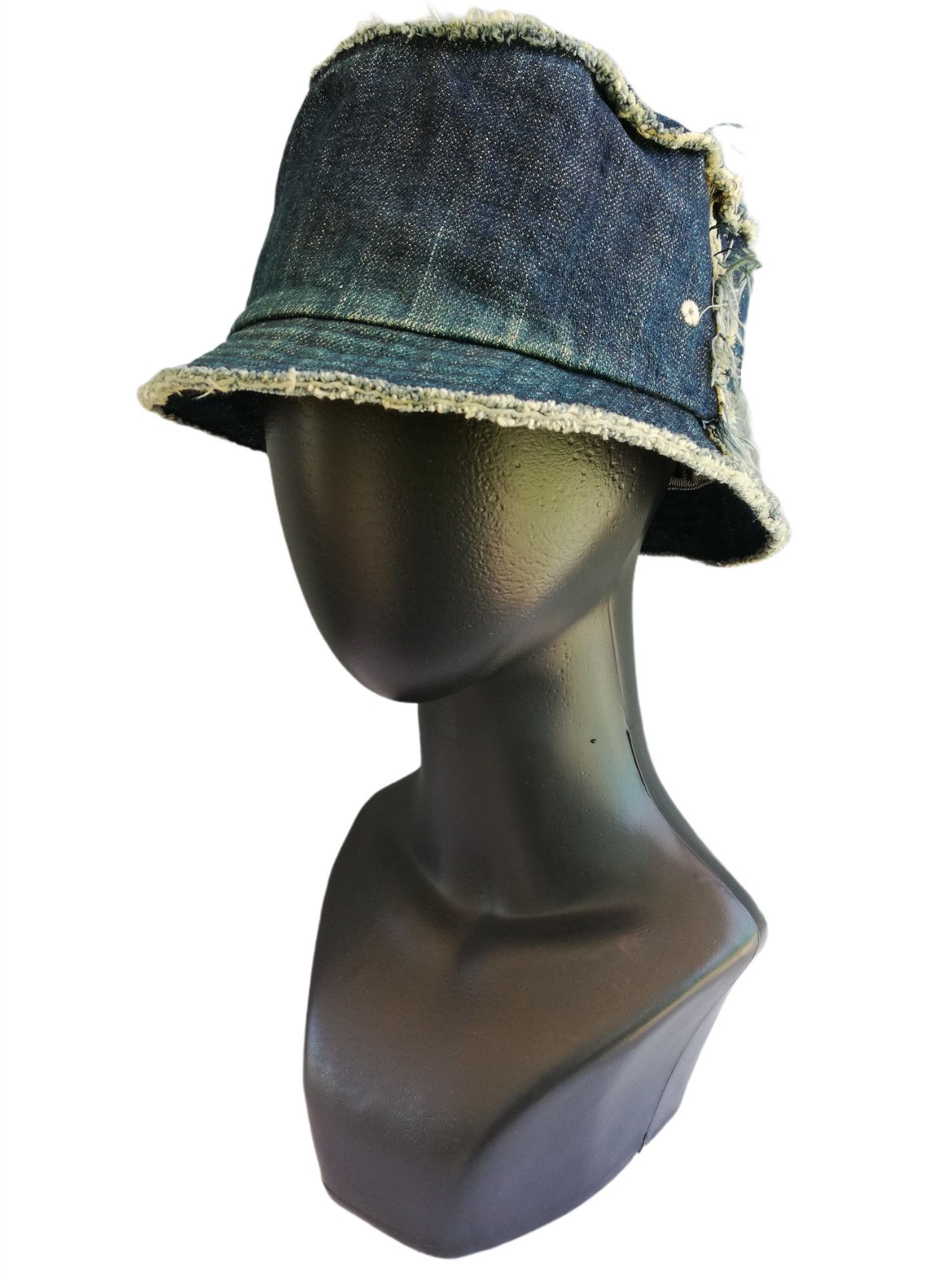 Indigo × Japanese Brand 🔥Very Rare Palias Palace 🇯🇵 Distressed Denim Bucket Hat Size ONE SIZE - 2 Thumbnail