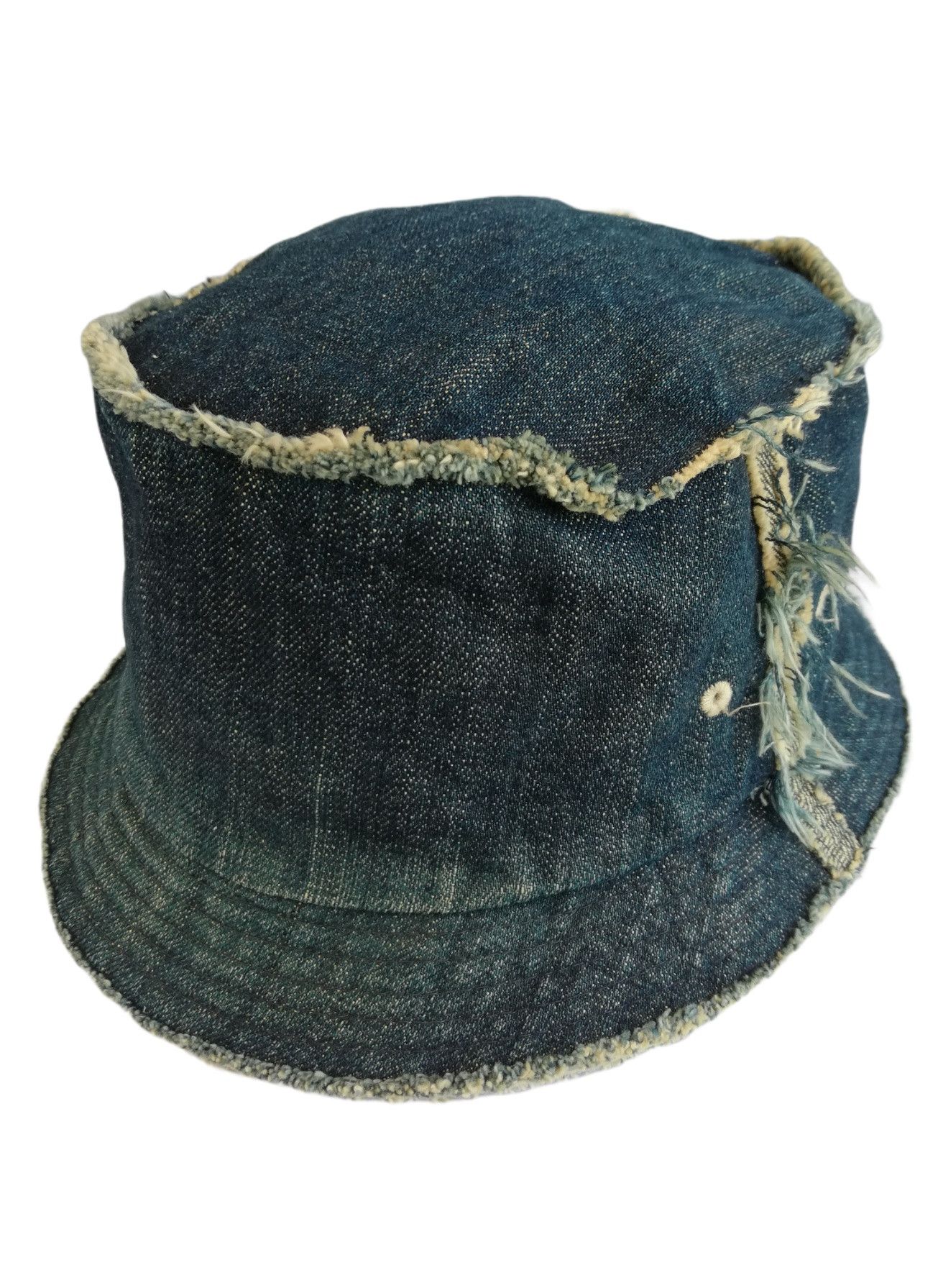 Indigo × Japanese Brand 🔥Very Rare Palias Palace 🇯🇵 Distressed Denim Bucket Hat Size ONE SIZE - 10 Thumbnail