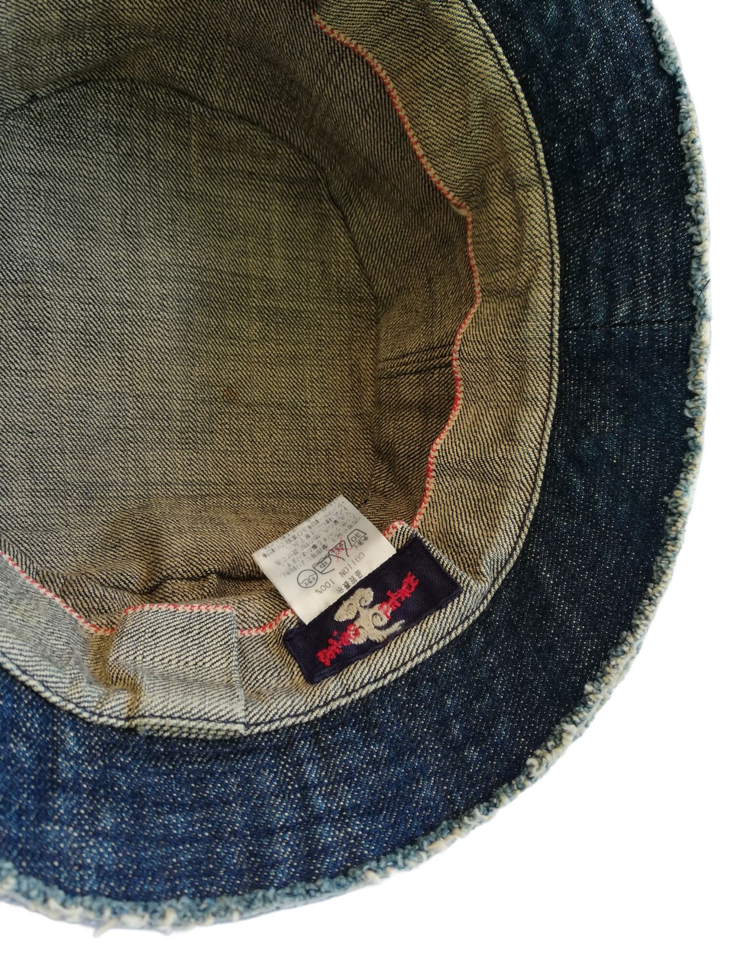 Indigo × Japanese Brand 🔥Very Rare Palias Palace 🇯🇵 Distressed Denim Bucket Hat Size ONE SIZE - 15 Thumbnail