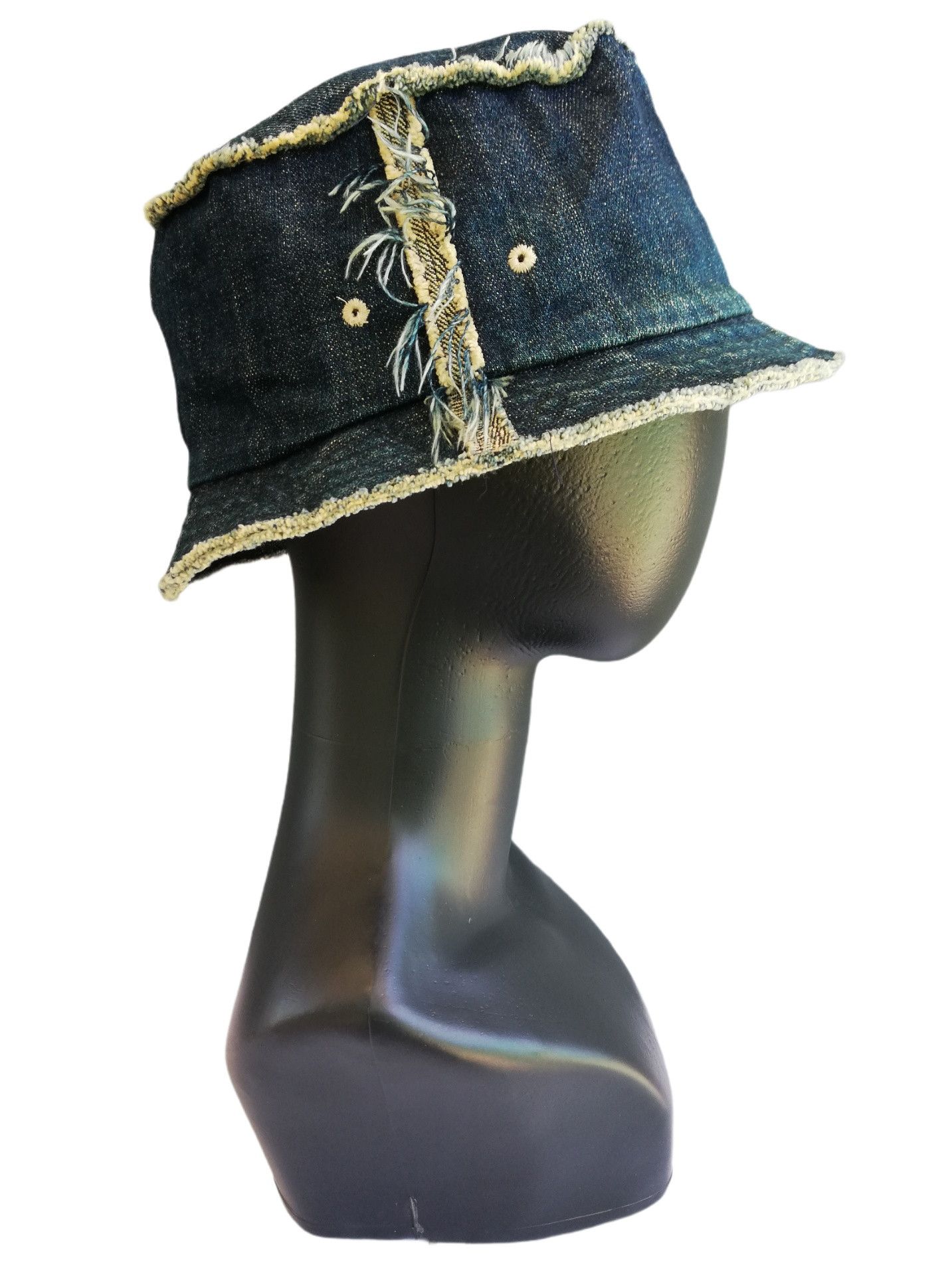 Indigo × Japanese Brand 🔥Very Rare Palias Palace 🇯🇵 Distressed Denim Bucket Hat Size ONE SIZE - 7 Thumbnail
