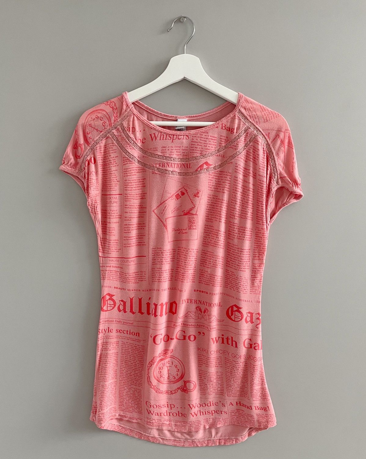 image of John Galliano Gazette T-Shirt Dress in Pink, Women's (Size Small)